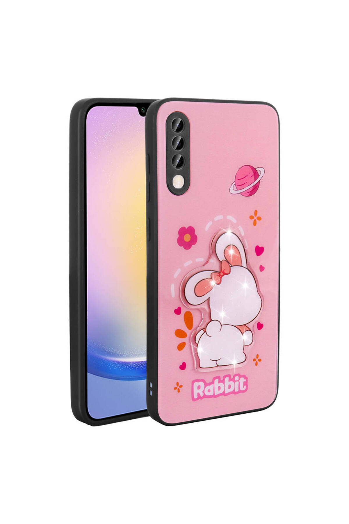 Galaxy A50 Kılıf Parlayan Kabartmalı İkonik Figürlü MXSP Amas Silikon Kapak - Pembe