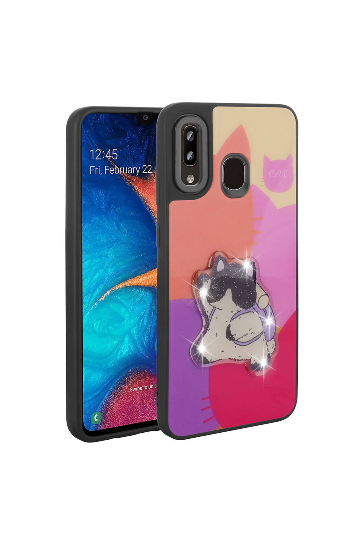 Galaxy A30 Kılıf Parlayan Kabartmalı İkonik Figürlü OMSY Amas Silikon Kapak - Beyaz