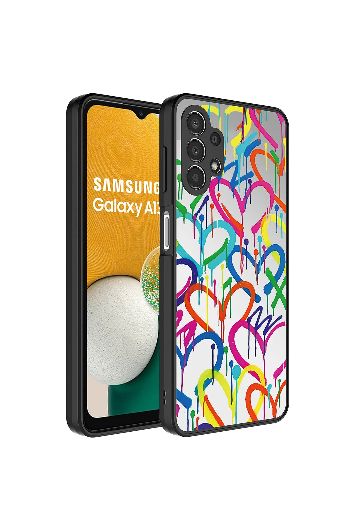 Galaxy A13 4G Kılıf Aynalı Desenli Kamera Korumalı Parlak EFFX Mirror Kapak - Pati