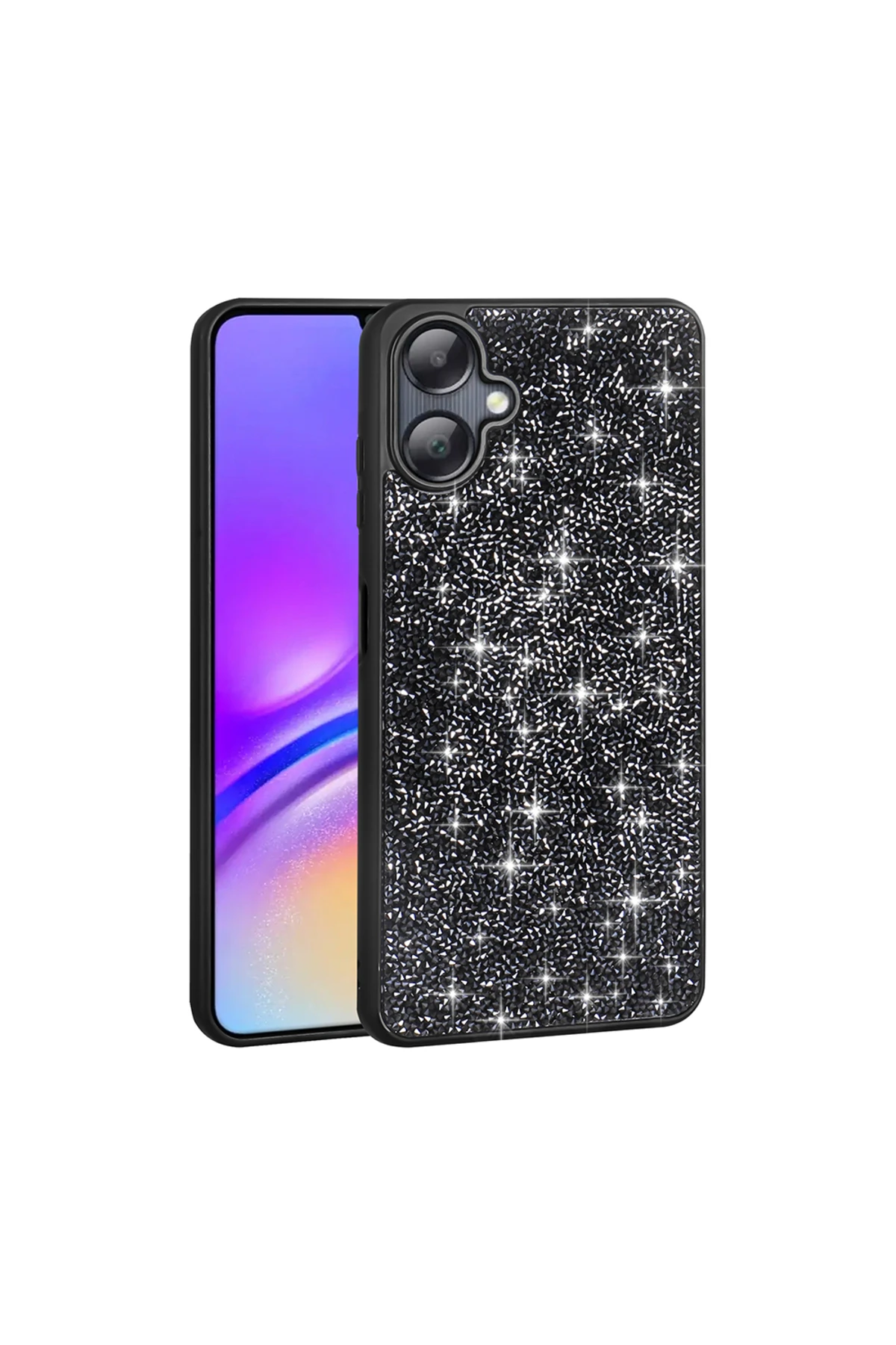 Galaxy A06 Kılıf Parlak Taşlı Tasarım EFFX Pırlanta Kapak - Beyaz