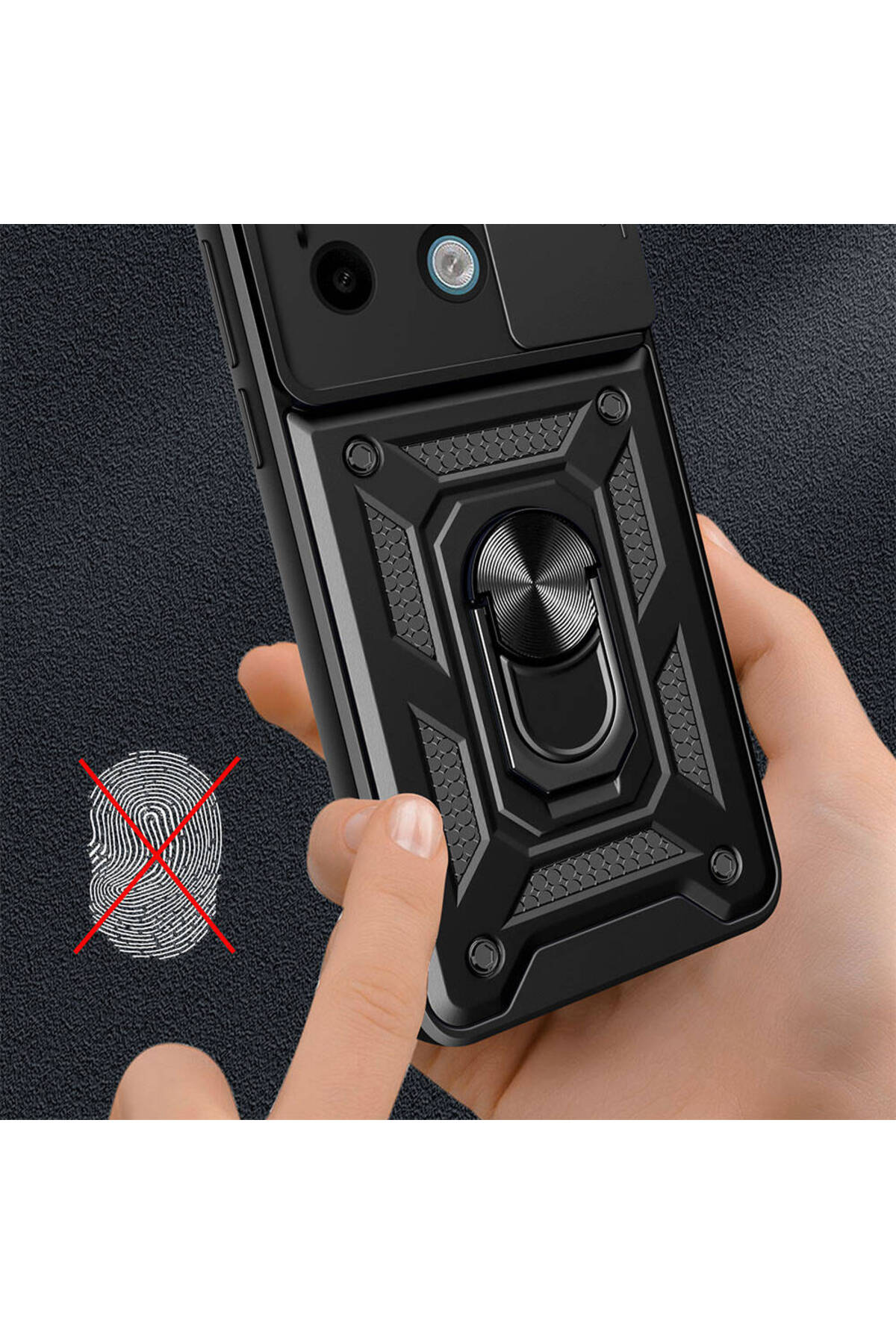 Redmi Note 13 Pro 5G Kılıf Magnetik Standlı Kamera Korumalı TLZN Sürgülü Vega Kapak - Mavi