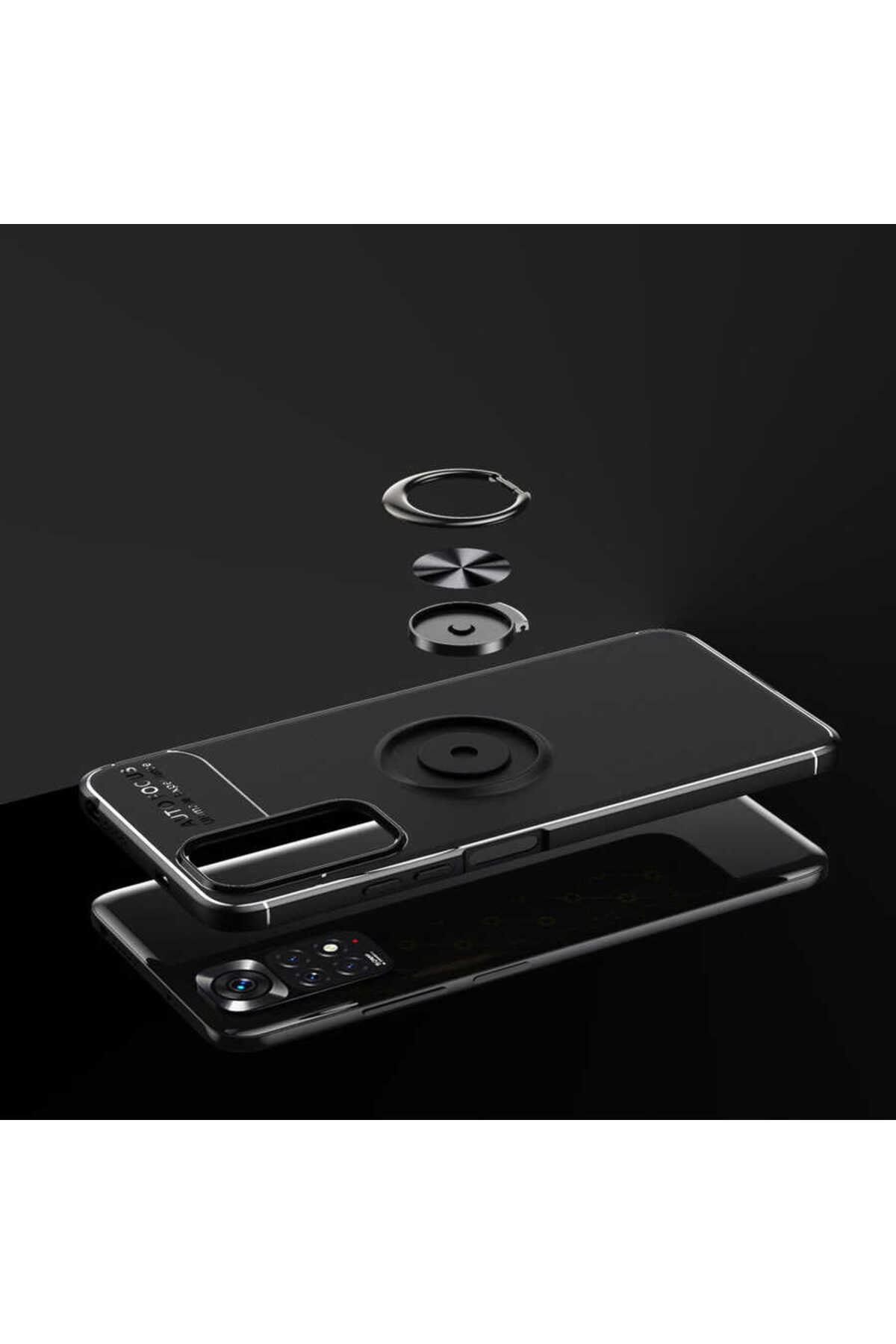 Redmi Note 11 Global Kılıf SYS Ravel Silikon Kapak - Siyah-Mavi