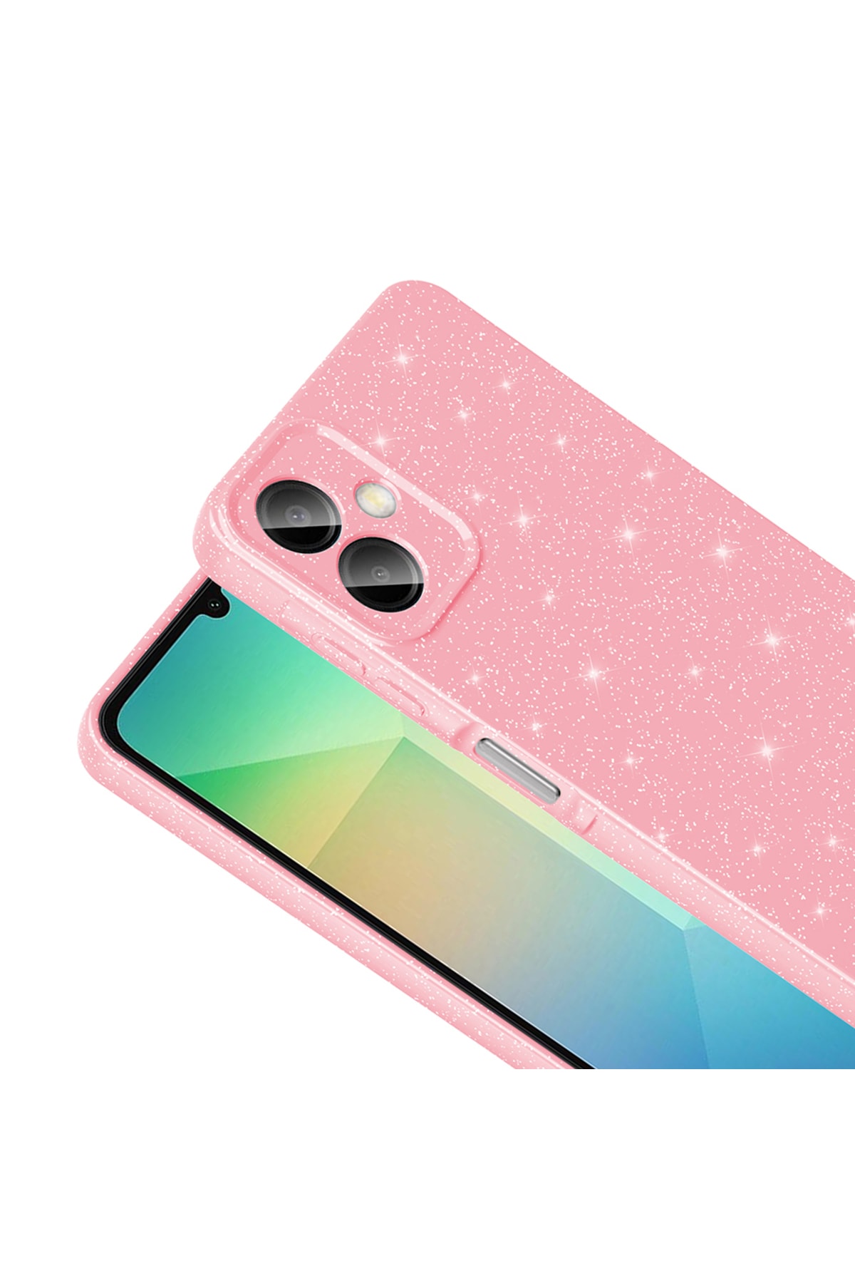 Galaxy A06 Kılıf Kamera Korumalı Simli Lüks KHYR Koton Kapak - Gümüş