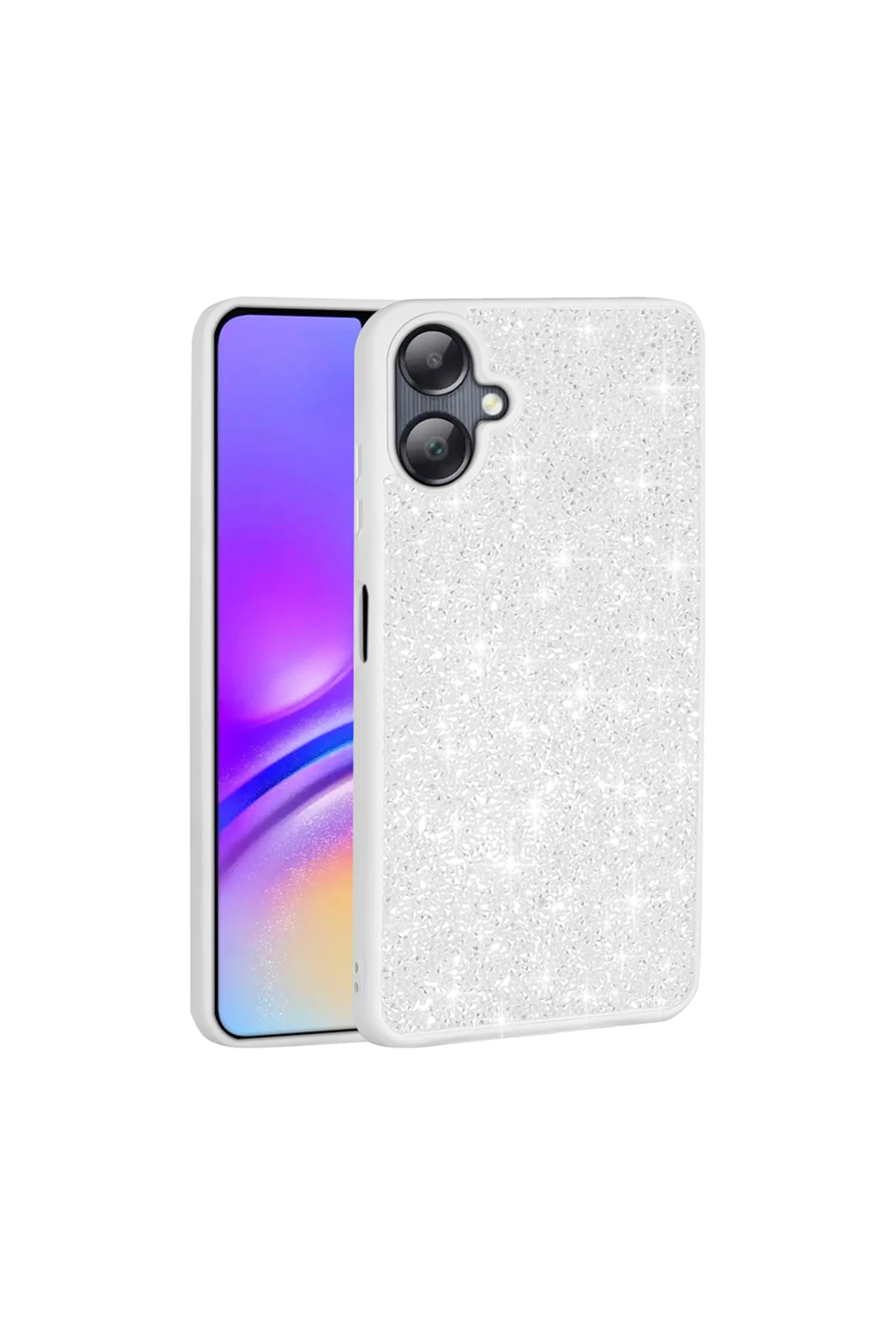 Galaxy A06 Kılıf Parlak Taşlı Tasarım EFFX Pırlanta Kapak - Beyaz