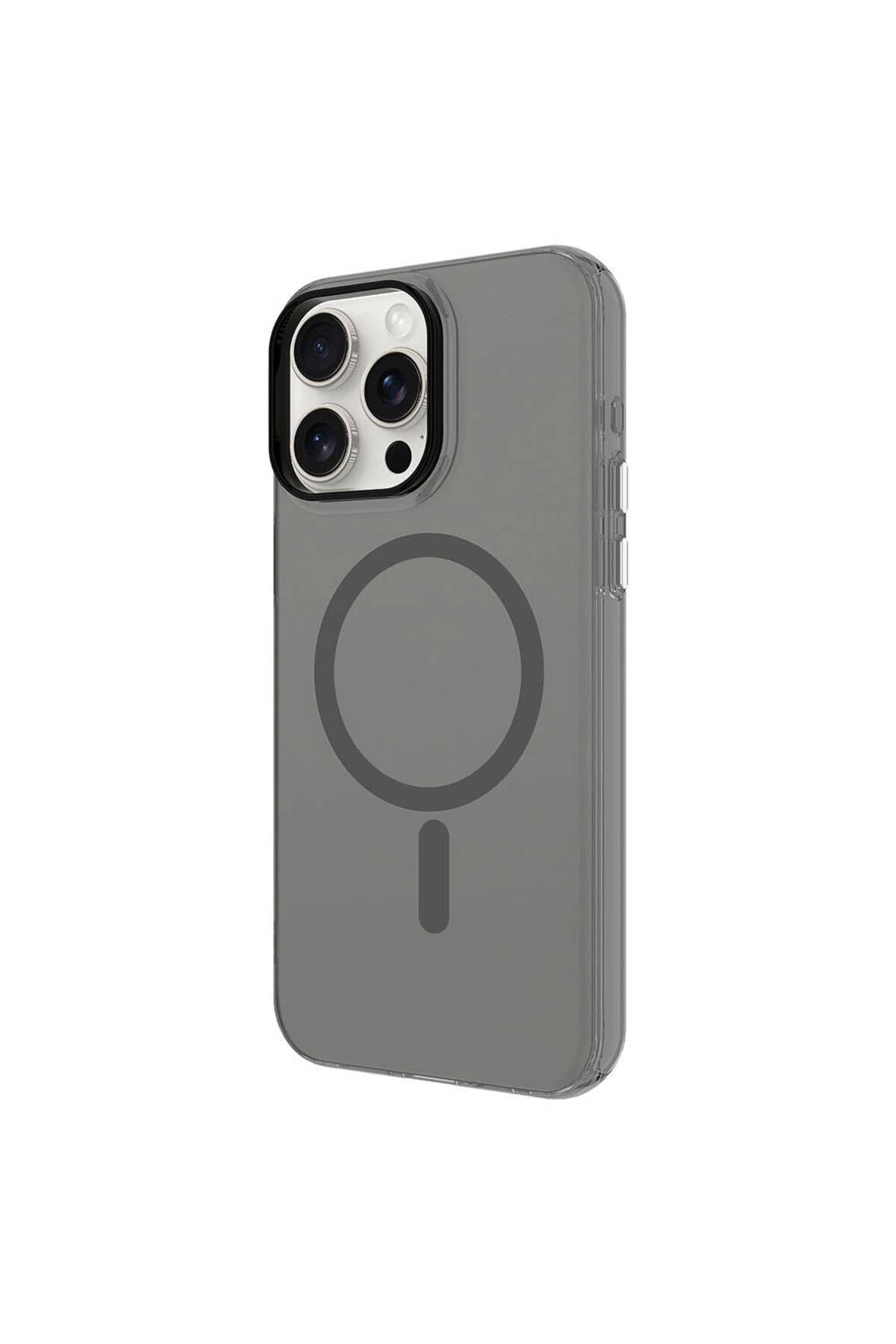 iPhone 15 Pro Uyumlu MKST Magsafe Şarj Özellikli Buzlu Transparan C-Pro Sert Kılıf-Lacivert