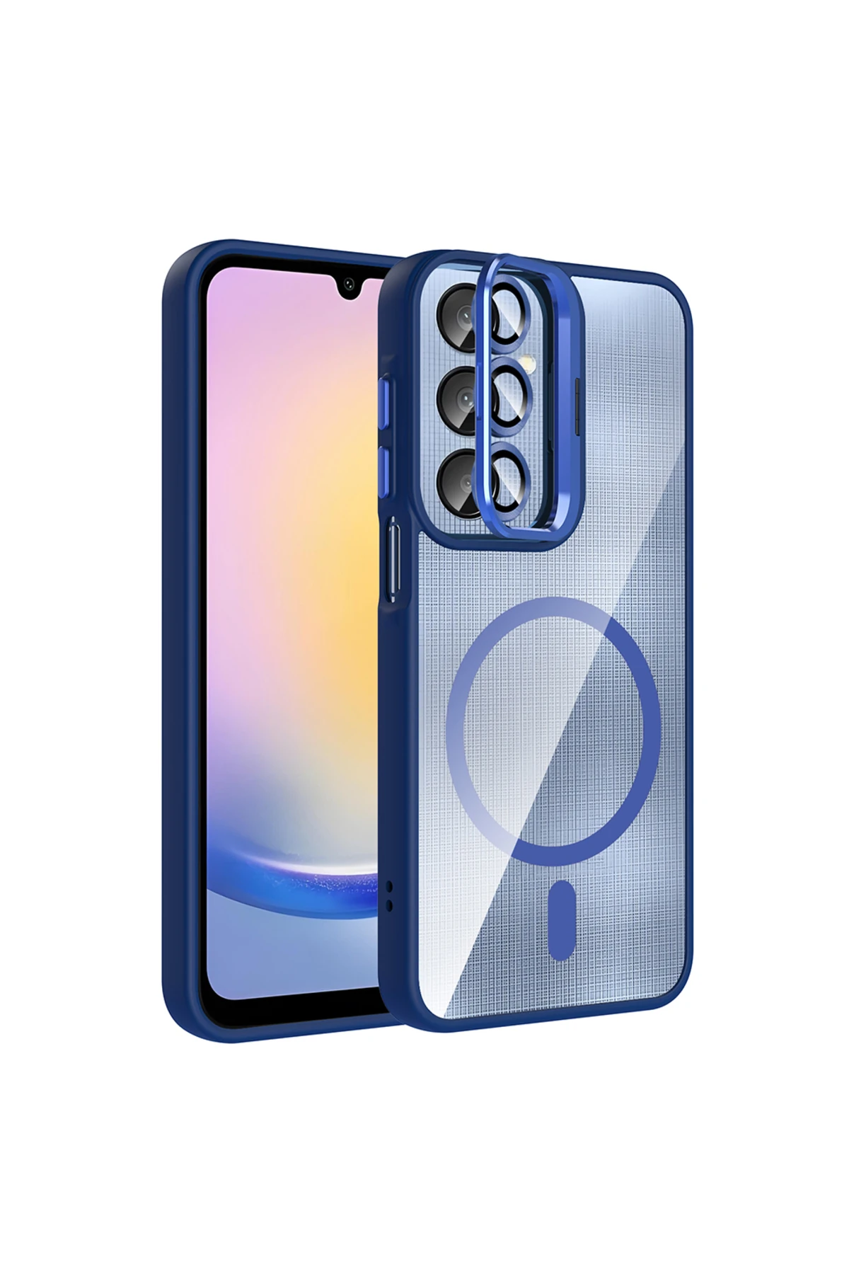 Galaxy A25 Kılıf Standlı ve Kamera Lens Hediyeli M-Safe Şarj Özellikli EFFX Etro Kapak - Desert Tita