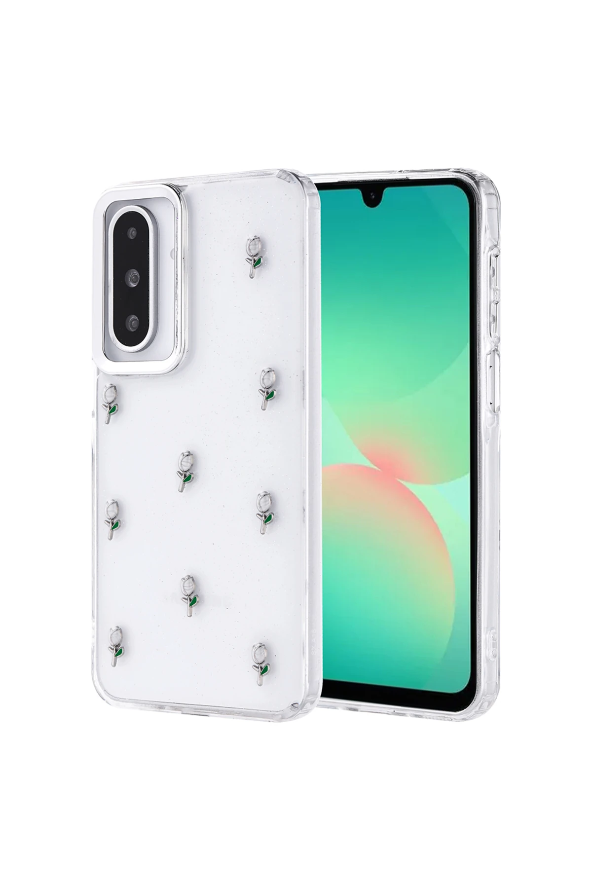 Galaxy A26 Kılıf Airbag Tasarımlı Simli Şeffaf MYST Kutup Kapak - Lale