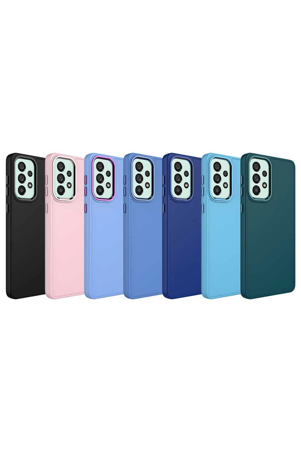 Galaxy A53 5G Kılıf Metal Çerçeve ve Buton Tasarımlı Silikon TKNC Luna Kapak - Pembe