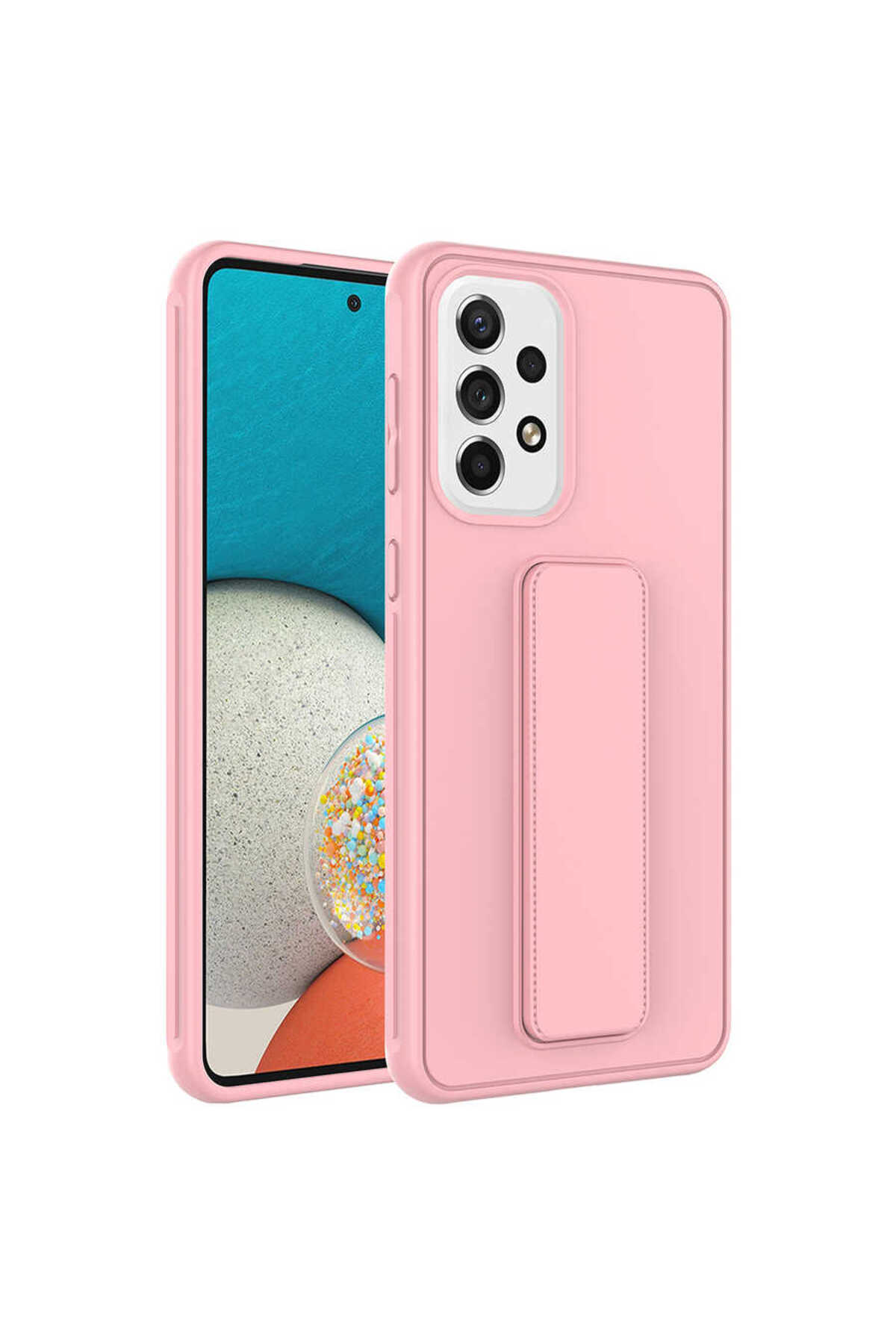 Galaxy A53 5G Kılıf MSCS Qstand Kapak - Pembe