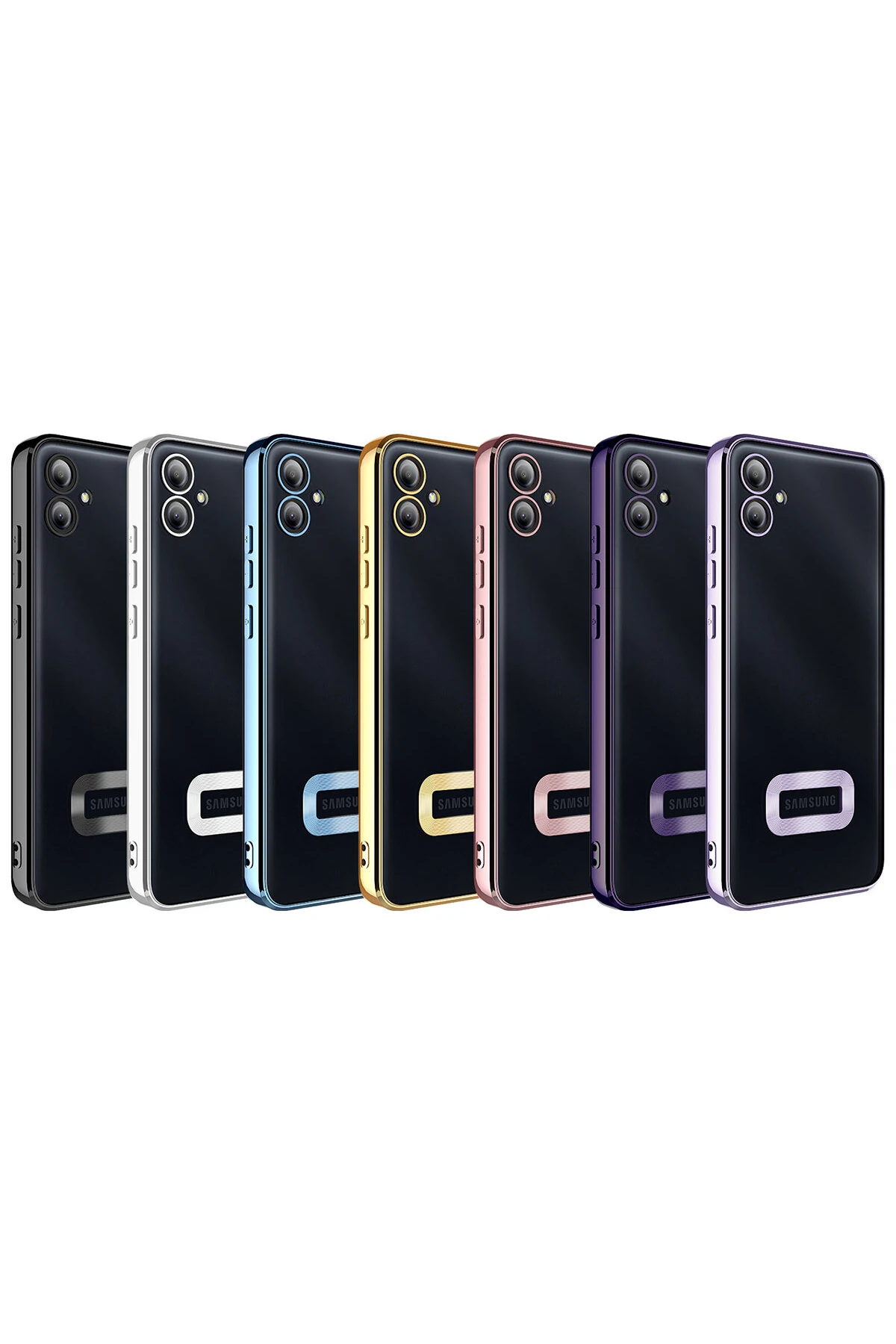 Galaxy A04E Kılıf Kamera Korumalı Logo Gösteren UCY Omega Kapak - Rose Gold