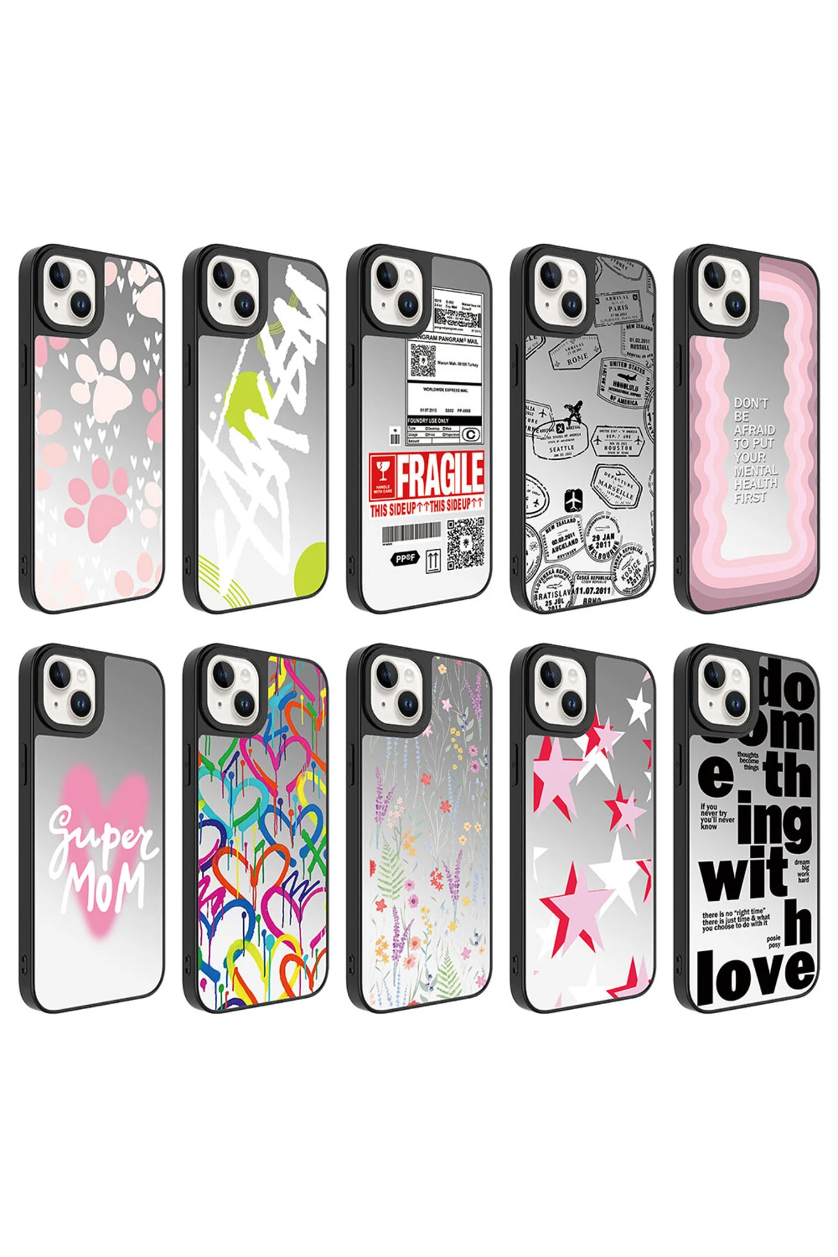 14 Plus Uyumlu Aynalı Desenli Kamera Korumalı Parlak  Mirror Kılıf-Fragile