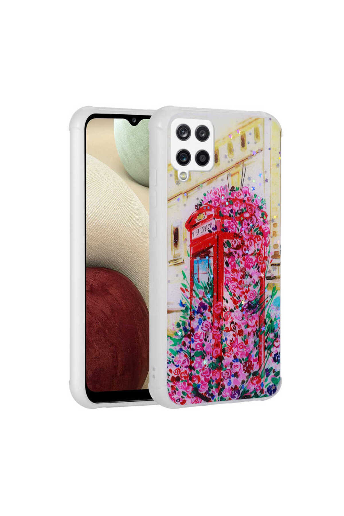 Galaxy M12 Kılıf Simli Desenli Kamera Korumalı Parlak MNC Popy Kapak - Kulübe