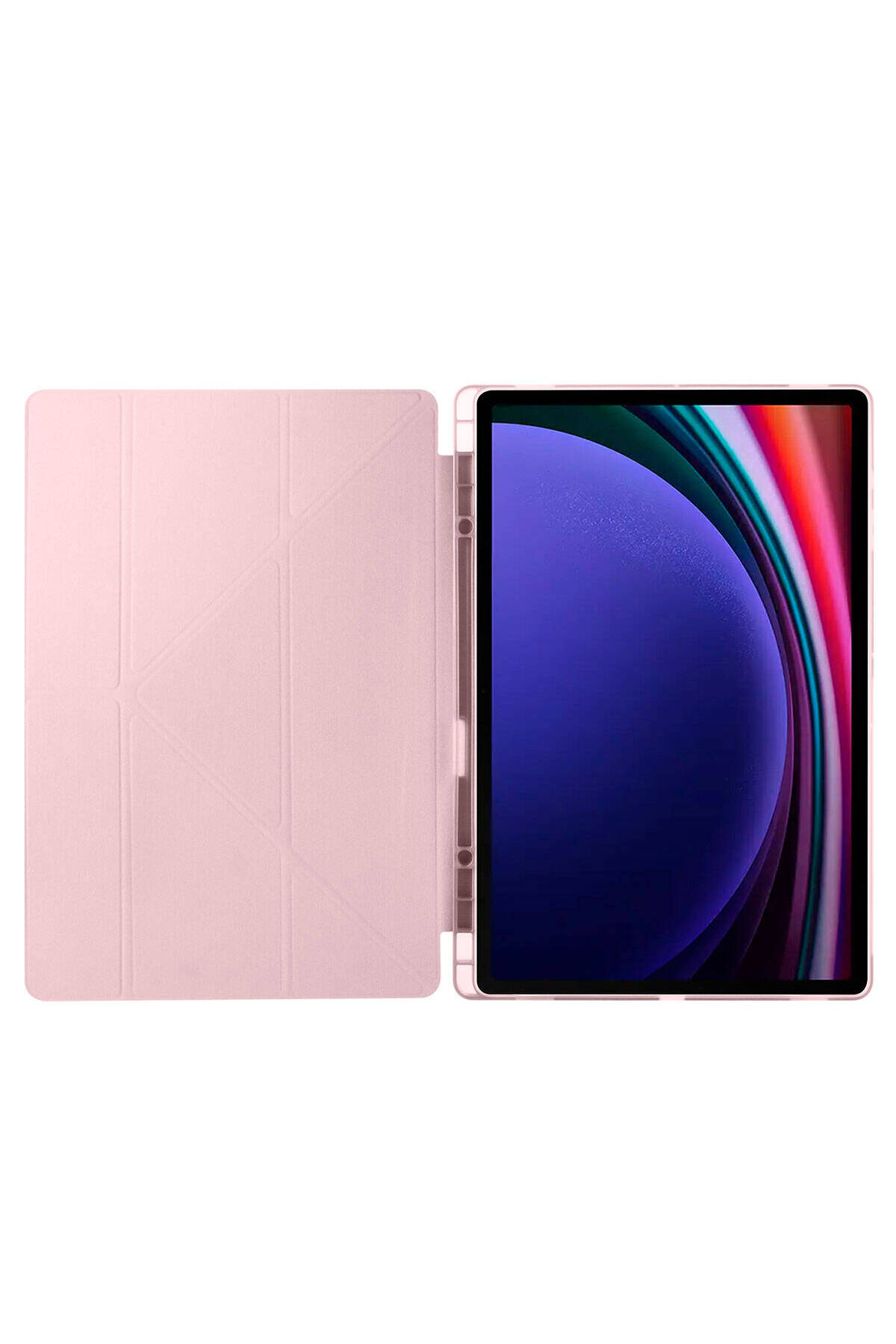 Galaxy Tab S10 Ultra Kılıf MXSP Tri Folding Kalem Bölmeli Standlı Kılıf - Kırmızı Uyumlu