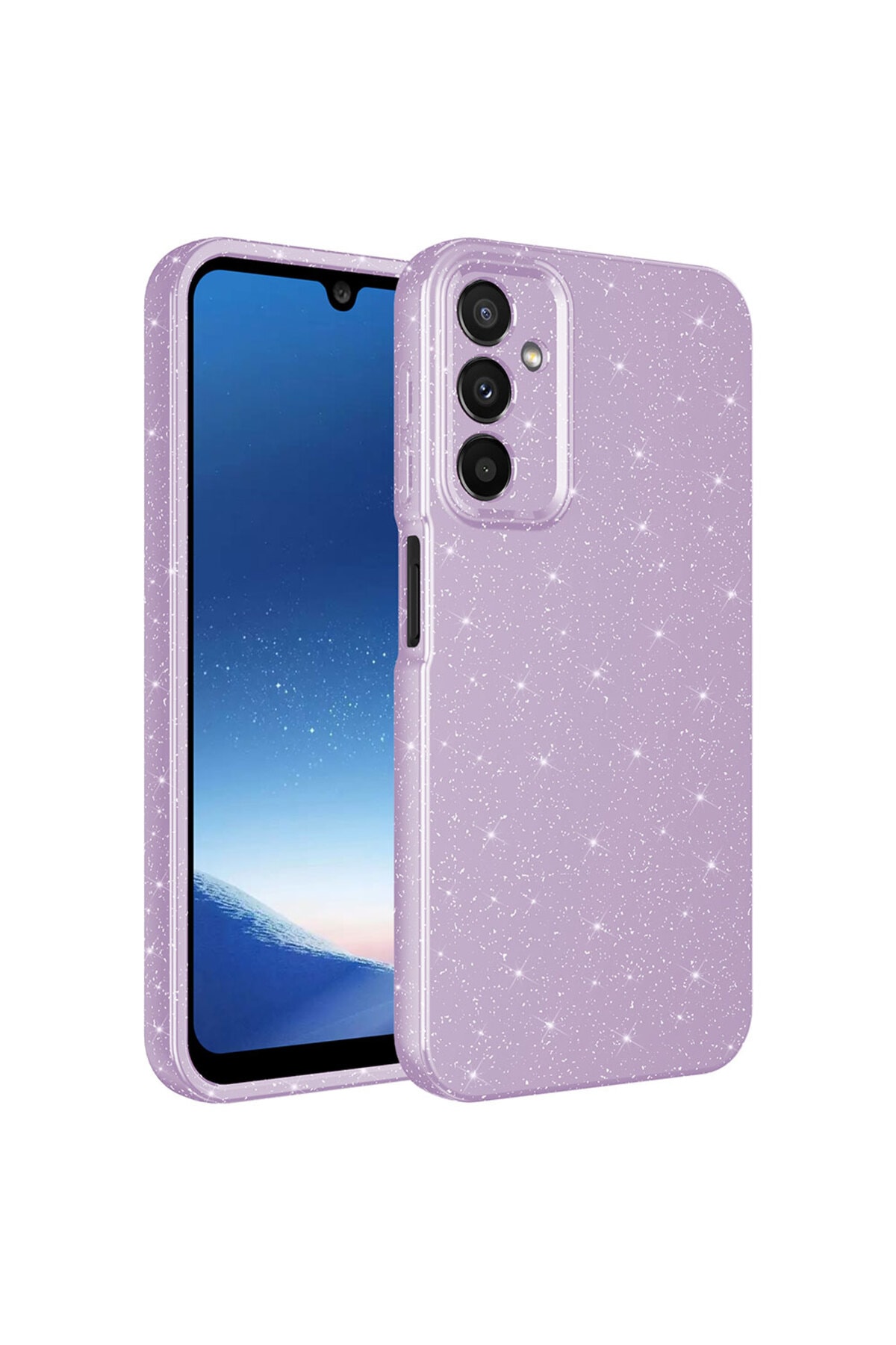Galaxy A24 Kılıf Kamera Korumalı Simli Lüks LCKC Koton Kapak - Lila
