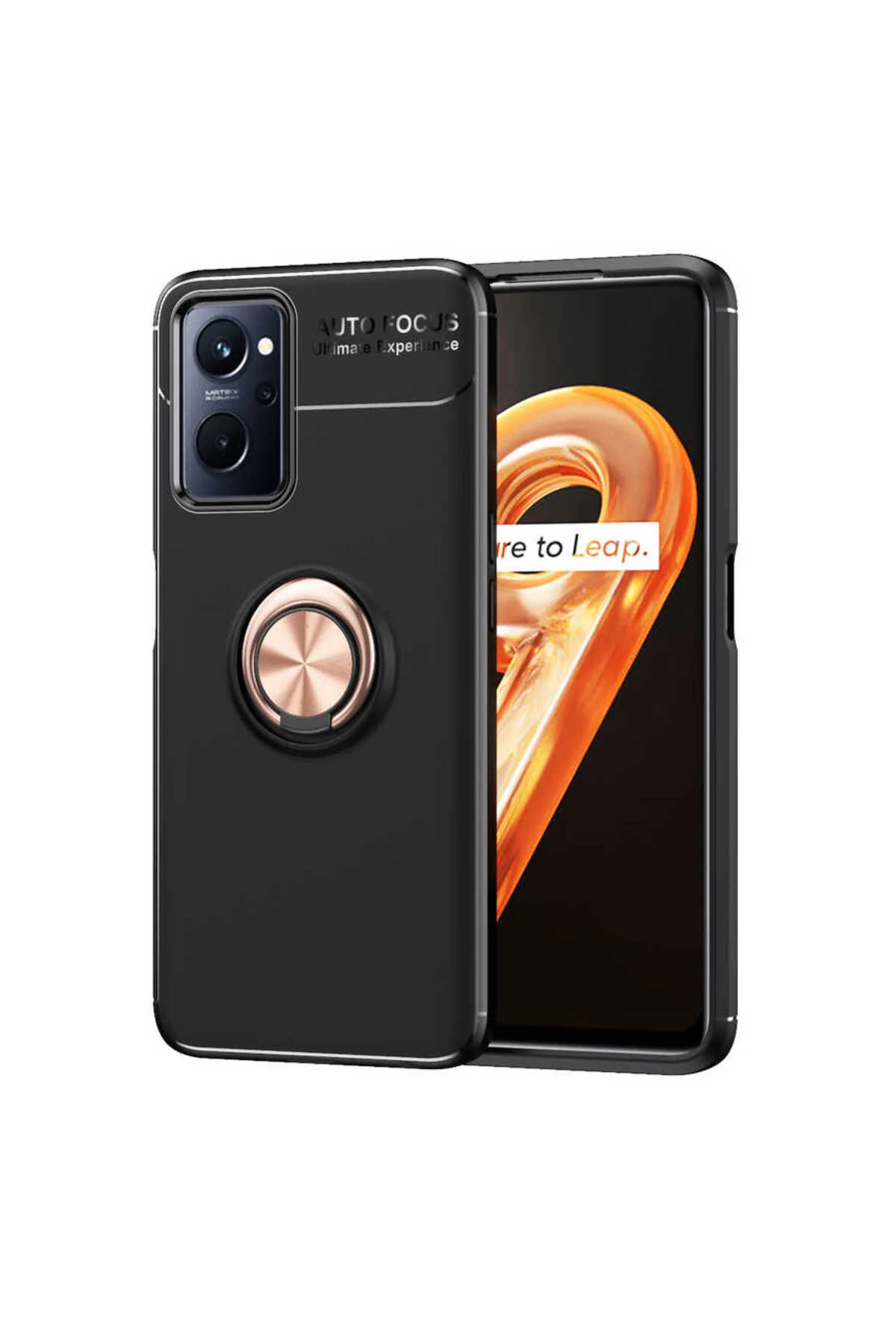 A76 Kılıf KHYR Ravel Silikon Kapak - Siyah-Rose Gold