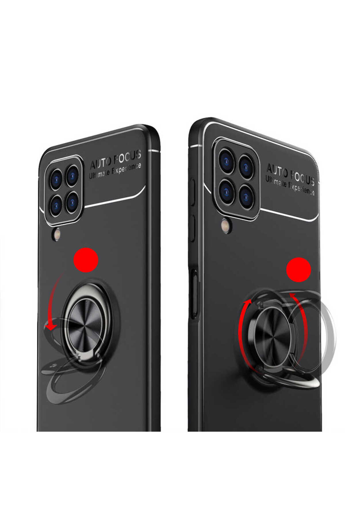 Galaxy M22 Kılıf MSCS Ravel Silikon Kapak - Siyah-Rose Gold