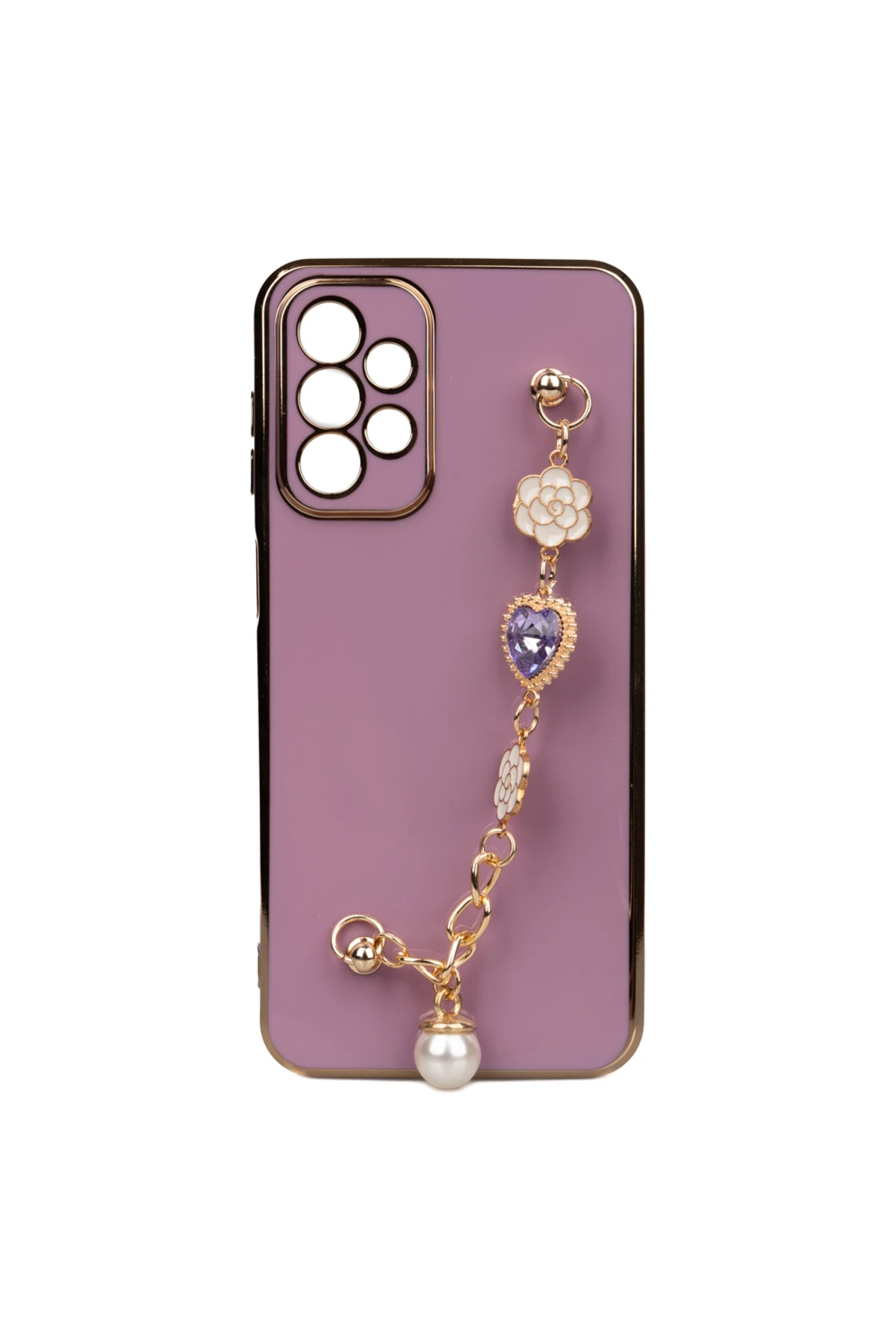 Galaxy A23 Kılıf El Tutamaçlı Kamera Korumalı FZD Taka Silikon Kapak - Mor