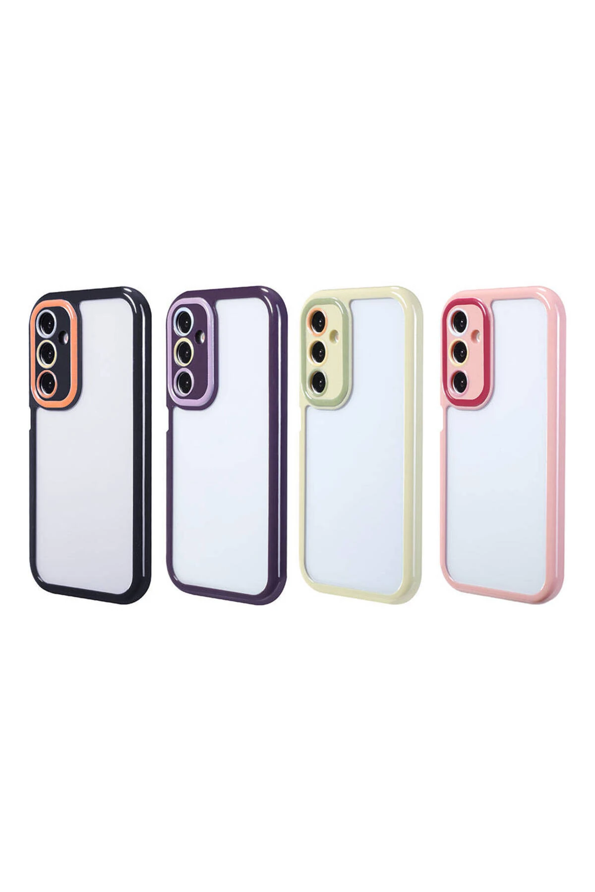 Galaxy A15 Kılıf Kamera Korumalı Renkli Kenar ve Çerçeve Tasarımlı Zey Vitamin Kapak-Mürdüm