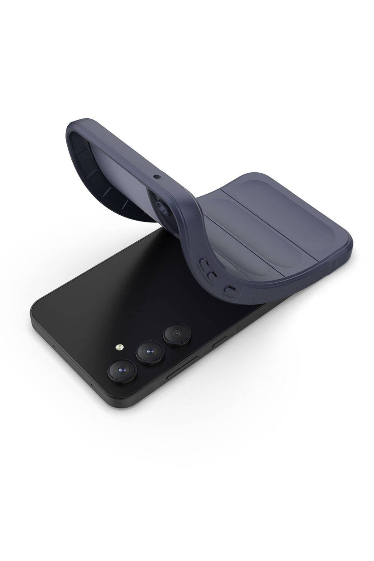 Galaxy A55 Kılıf Esnek TPU Oyuklu Arka Yüzey Tasarımlı MSCS Etnik Silikon Kapak - Lacivert