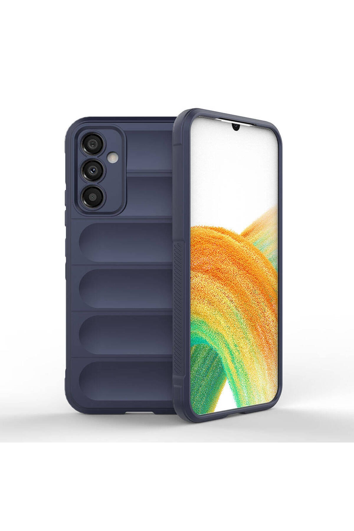 Galaxy A34 Kılıf Esnek TPU Oyuklu Arka Yüzey Tasarımlı LCKC Etnik Silikon Kapak - Lacivert