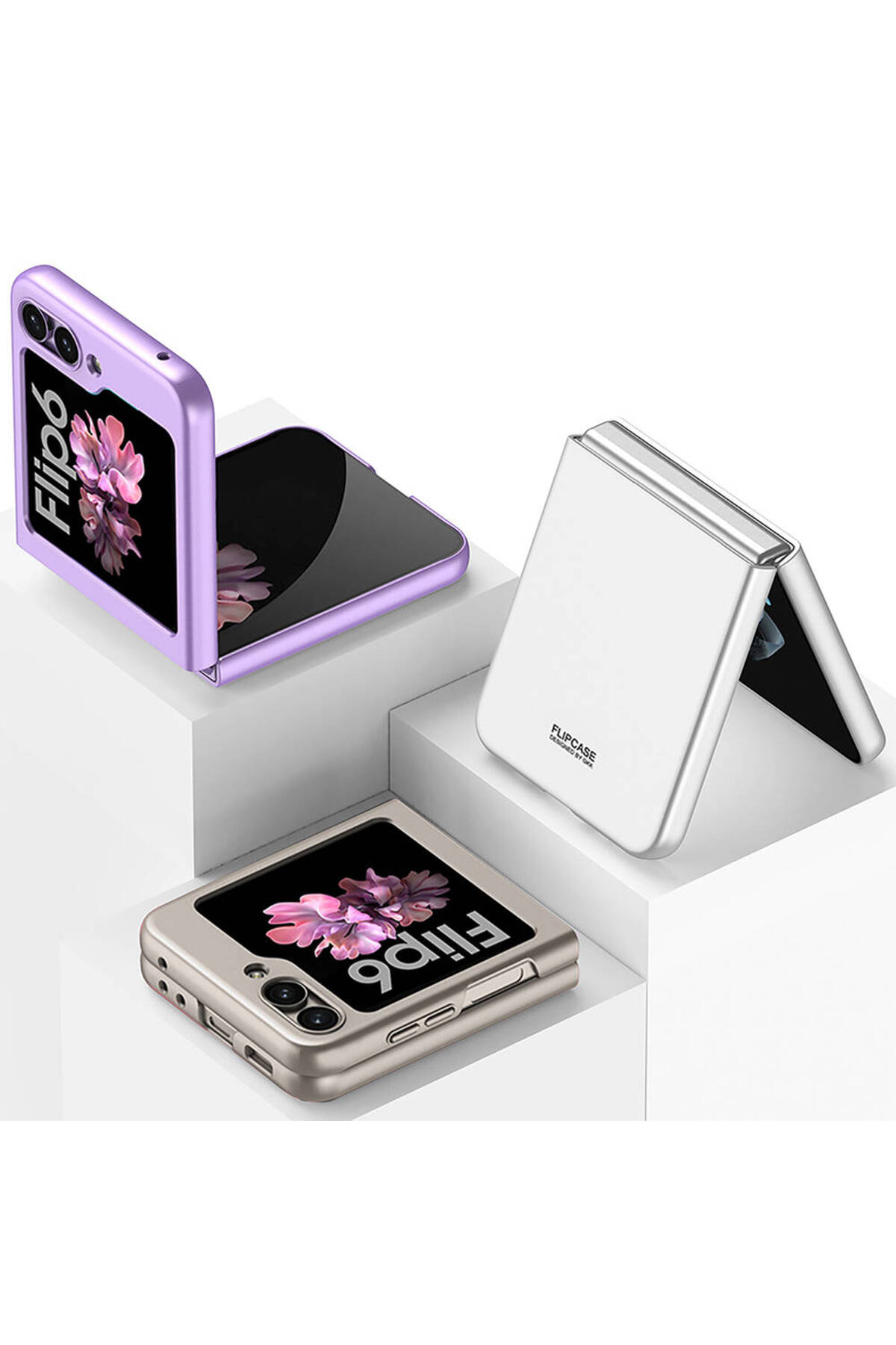 Galaxy Z Flip 6 Kılıf MSCS Sert Kıpta Kapak-Gümüş