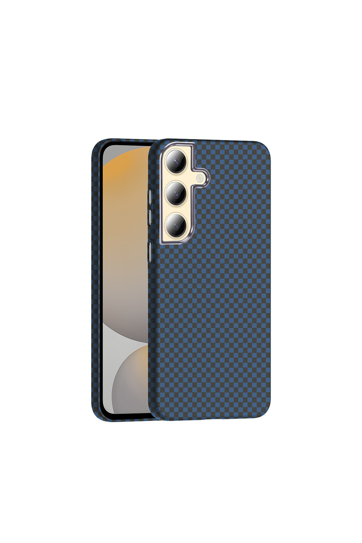 Galaxy S24 Plus Kılıf M-safe Şarj Özellikli Karbon Fiber Görünümlü TKNC Gros Kapak - Siyah-Lacivert