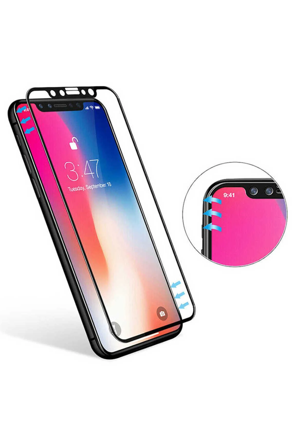 iPhone 12 Pro Uyumlu Davin 5D Cam OMSY Ekran Koruyucu