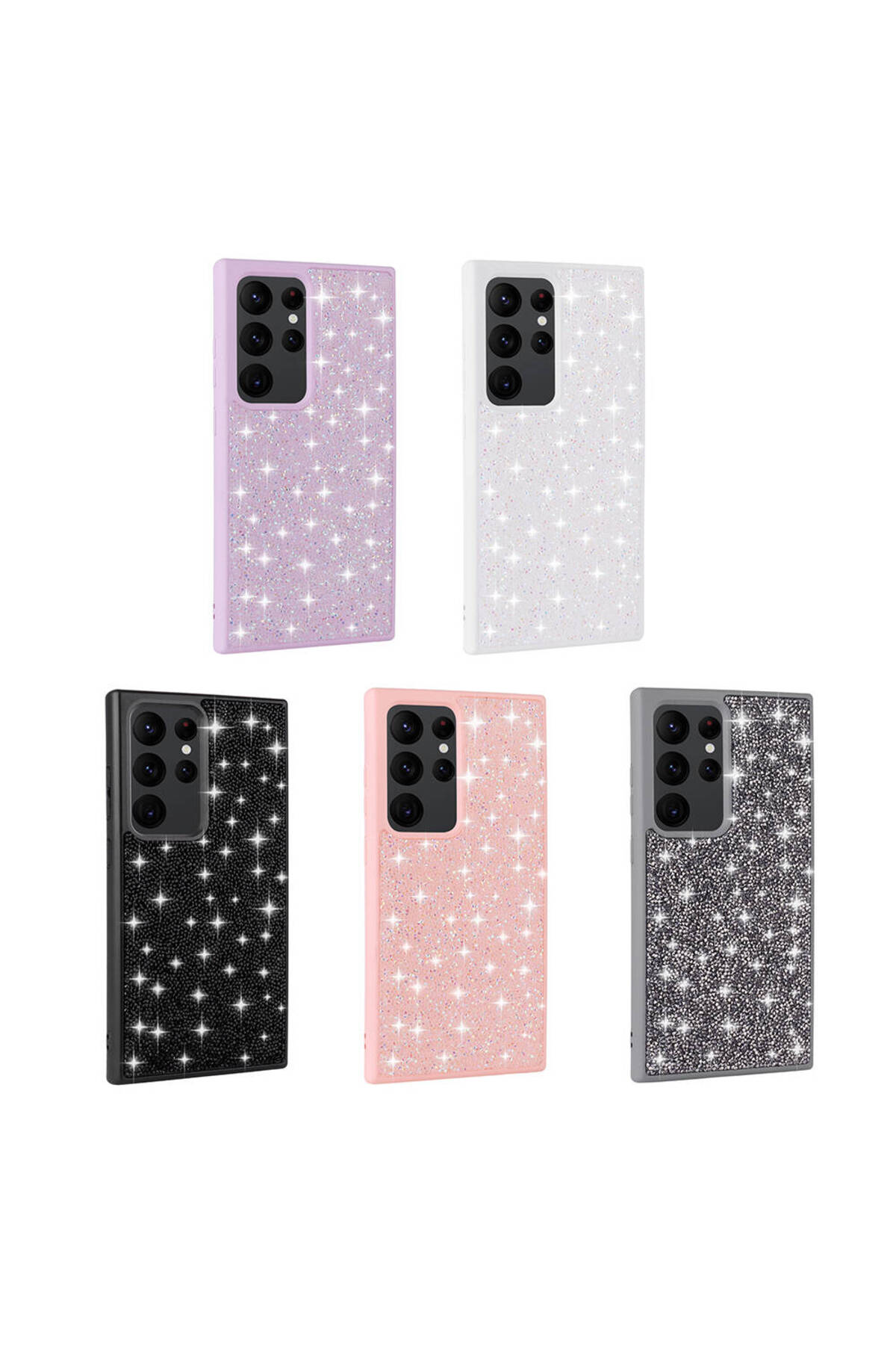 Galaxy S24 Ultra Uyumlu Parlak Taşlı Tasarım Pırlanta TKNC Kılıf-Pembe