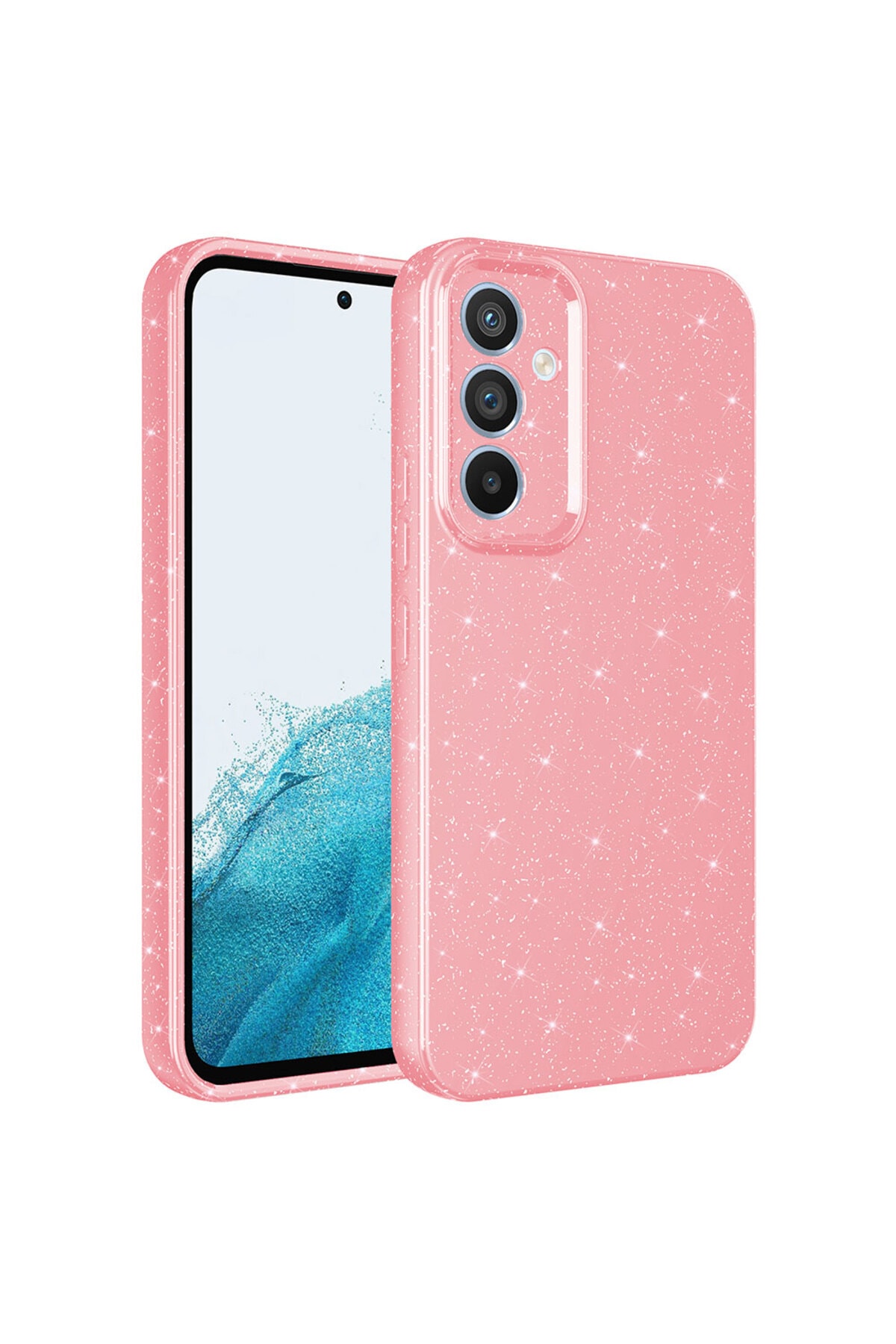 Galaxy A34 Kılıf Kamera Korumalı Simli Lüks LCKC Koton Kapak - Turuncu