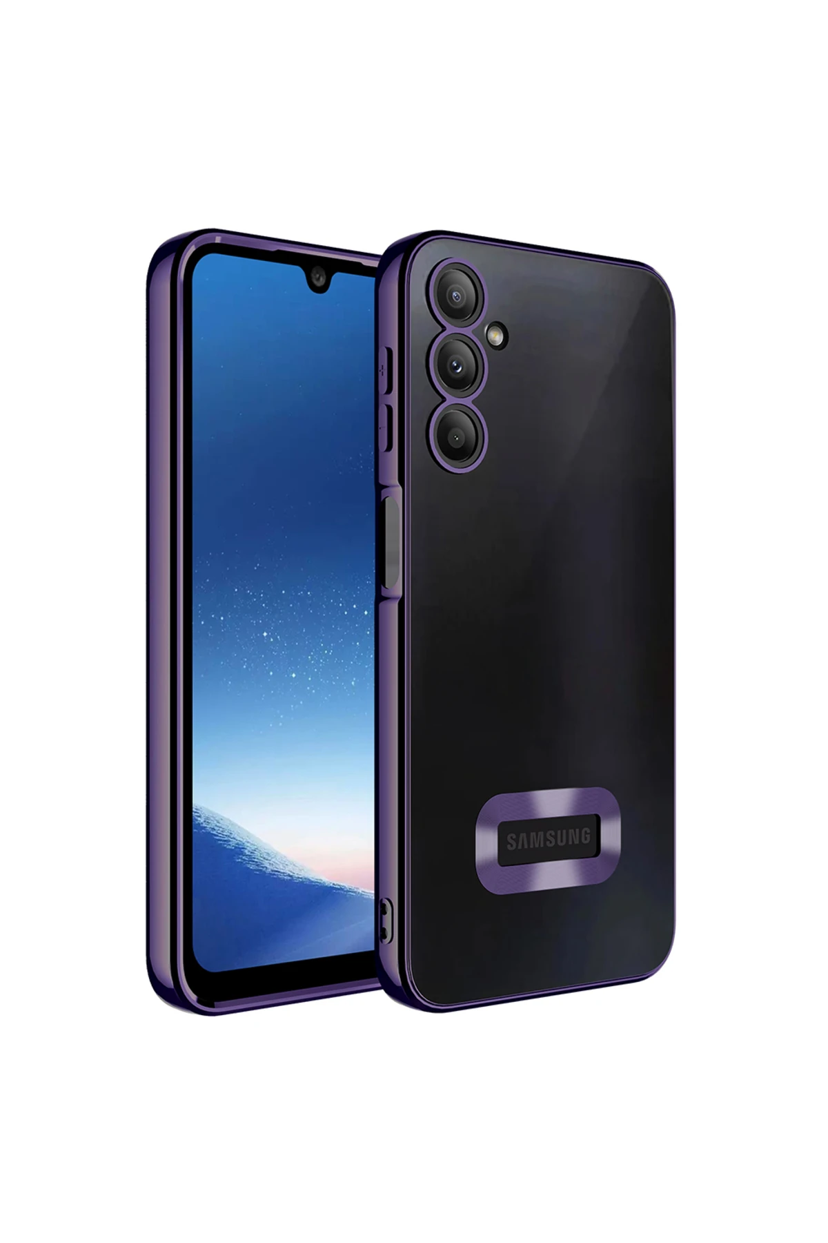 Galaxy A26 Kılıf Kamera Korumalı Logo Gösteren EFFX Omega Kapak - Derin Mor