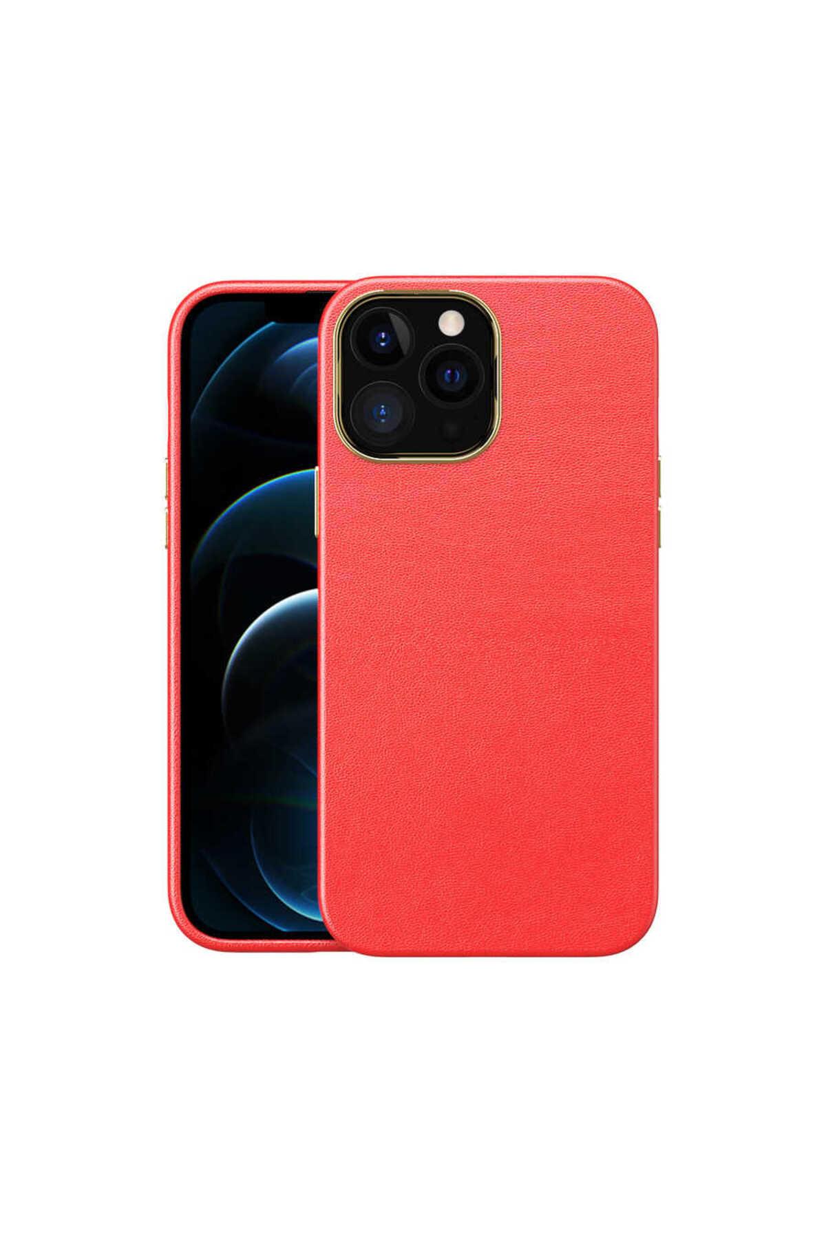 iPhone 13 Pro Max Uyumlu CRCR Natura Kılıf-Kırmızı