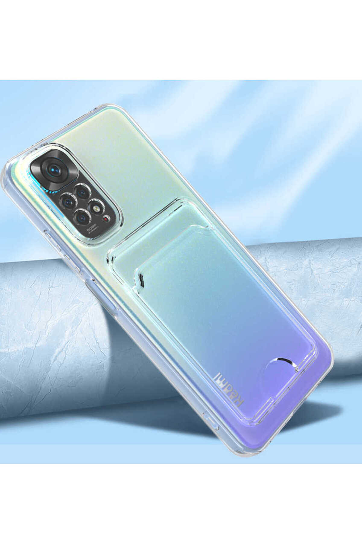 Redmi Note 11 Pro 5G Kılıf Kartlıklı Şeffaf MSCS Setra Clear Silikon Kapak - Renksiz