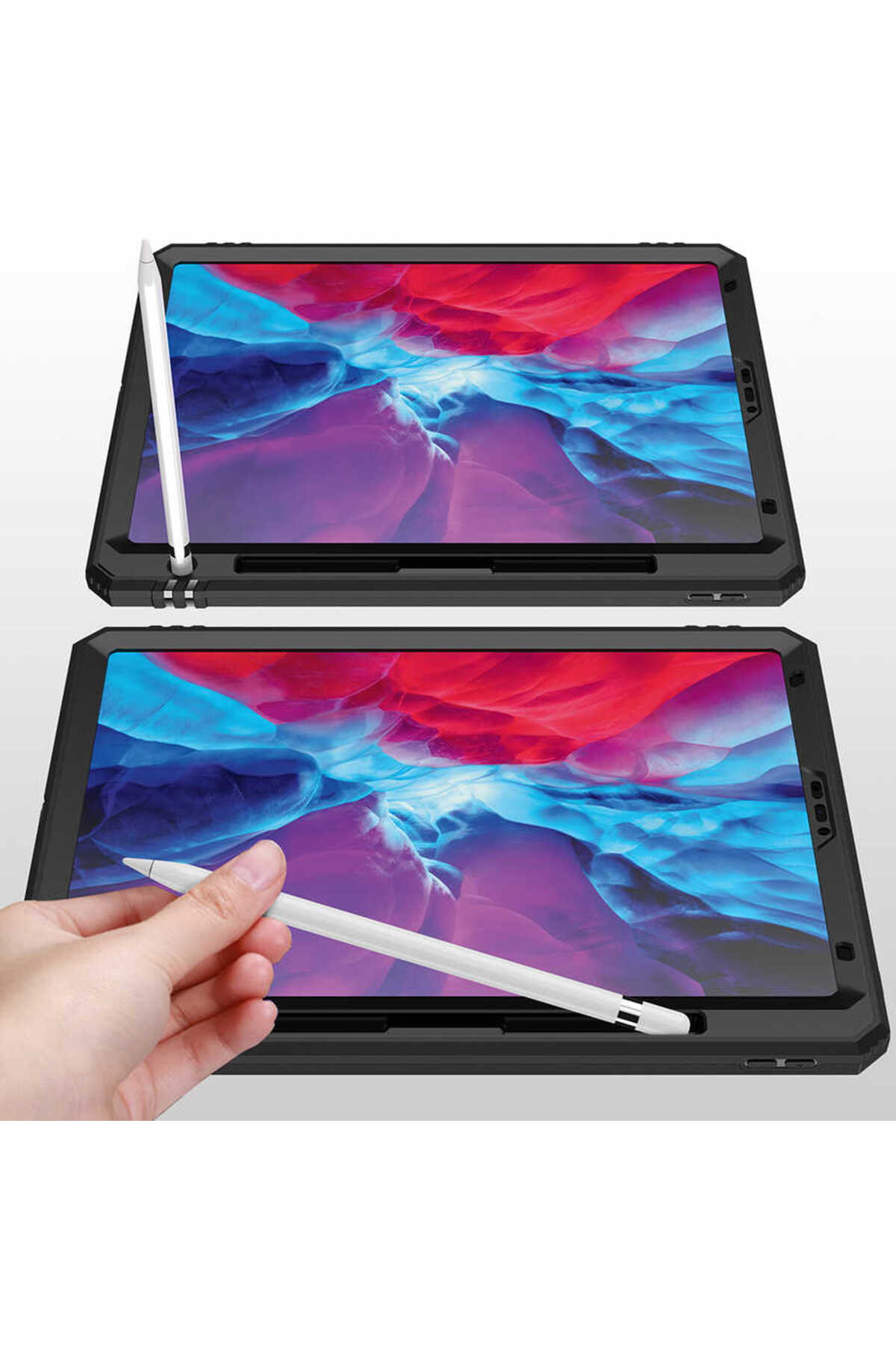 iPad Pro 12.9 2020 (4.Nesil) - Uyumlu Uyumlu TKDW Tablet Vega Kapak-Kırmızı