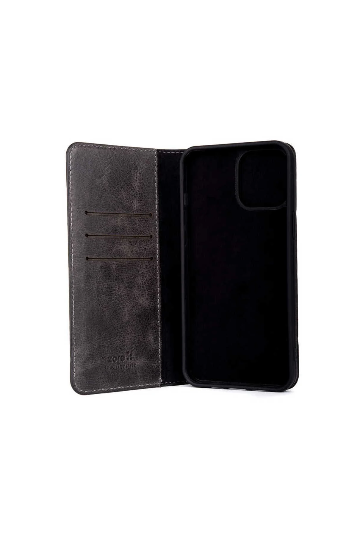 iPhone 12 Pro Uyumlu MKST Hakiki Deri Multi Cüzdan Kılıf-Kırmızı