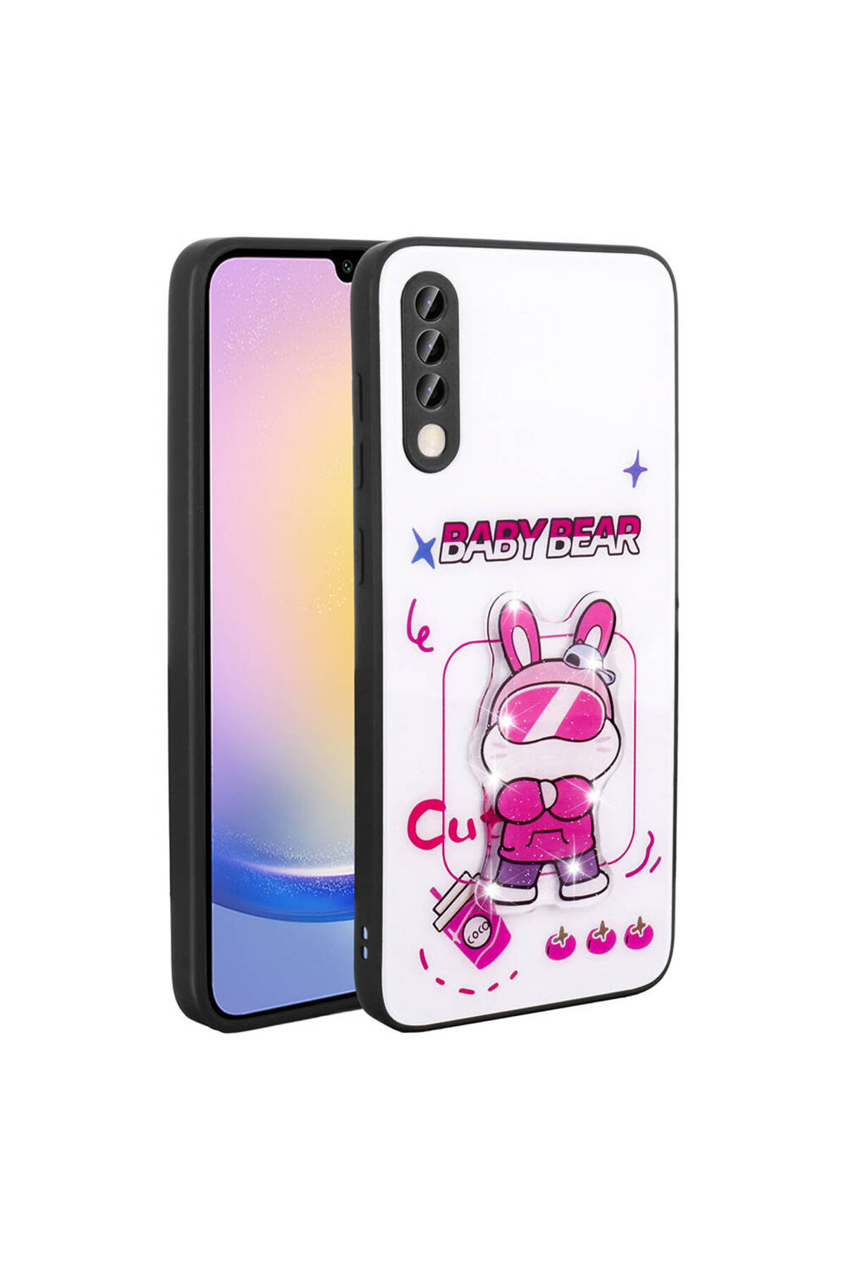 Galaxy A50 Kılıf Parlayan Kabartmalı İkonik Figürlü MXSP Amas Silikon Kapak - Pembe