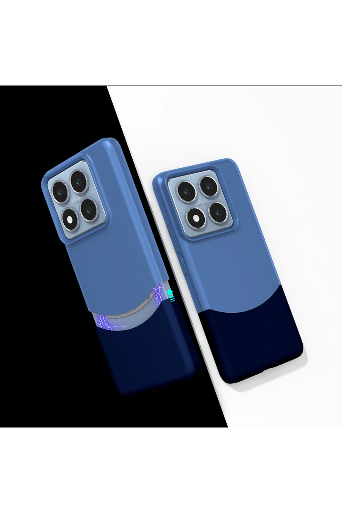 14T Pro Uyumlu  Kılıf Mıknatıslı Duble Kapak - Lacivert