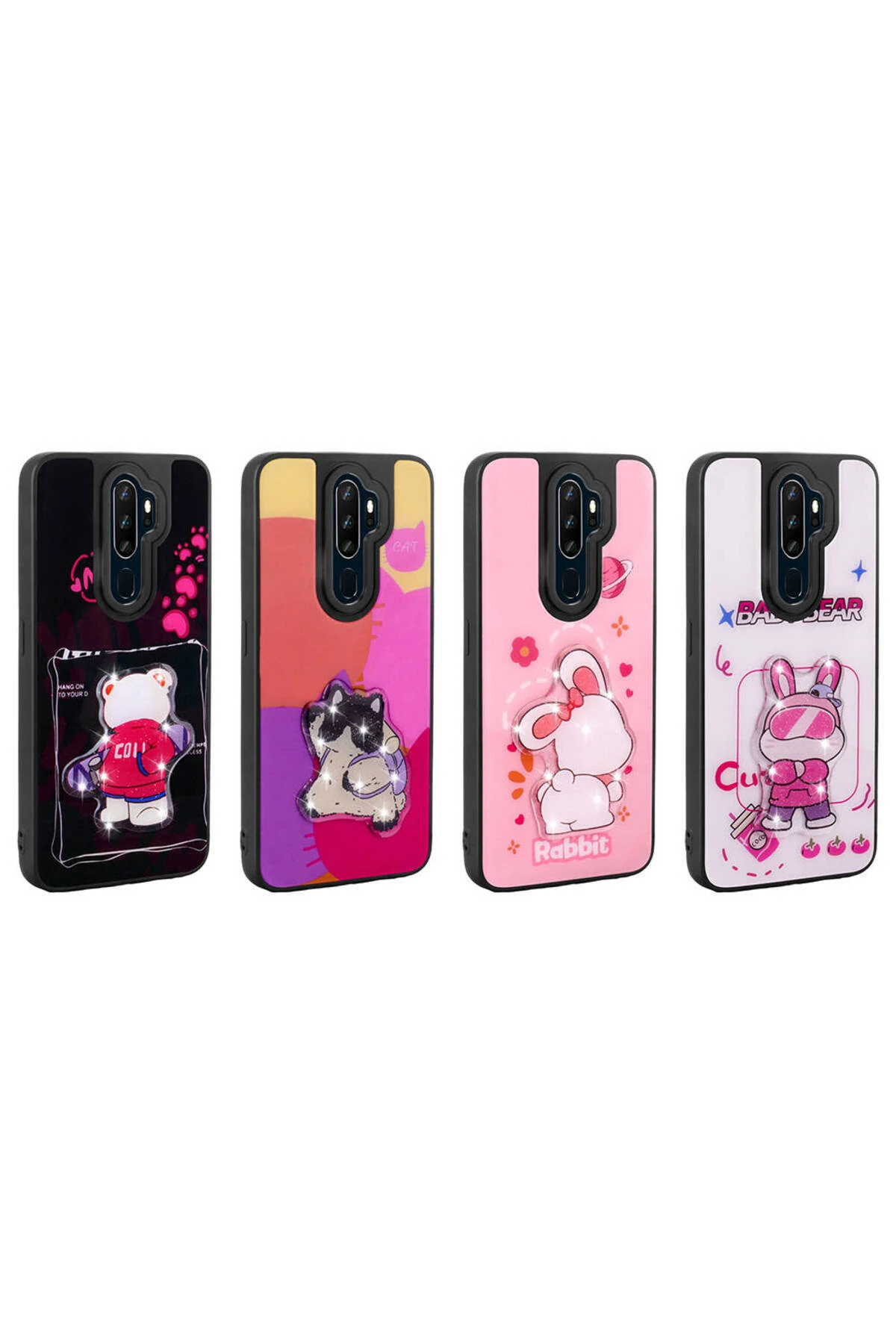 A5 2020 Kılıf Parlayan Kabartmalı İkonik Figürlü N7TH Amas Silikon Kapak - Mor