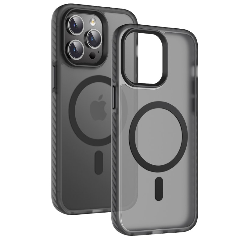 iPhone 14 Pro Uyumlu Mat Arka Yüzey Wireless Şarj Özellikli OMSY Locik Kapak-Derin Mor