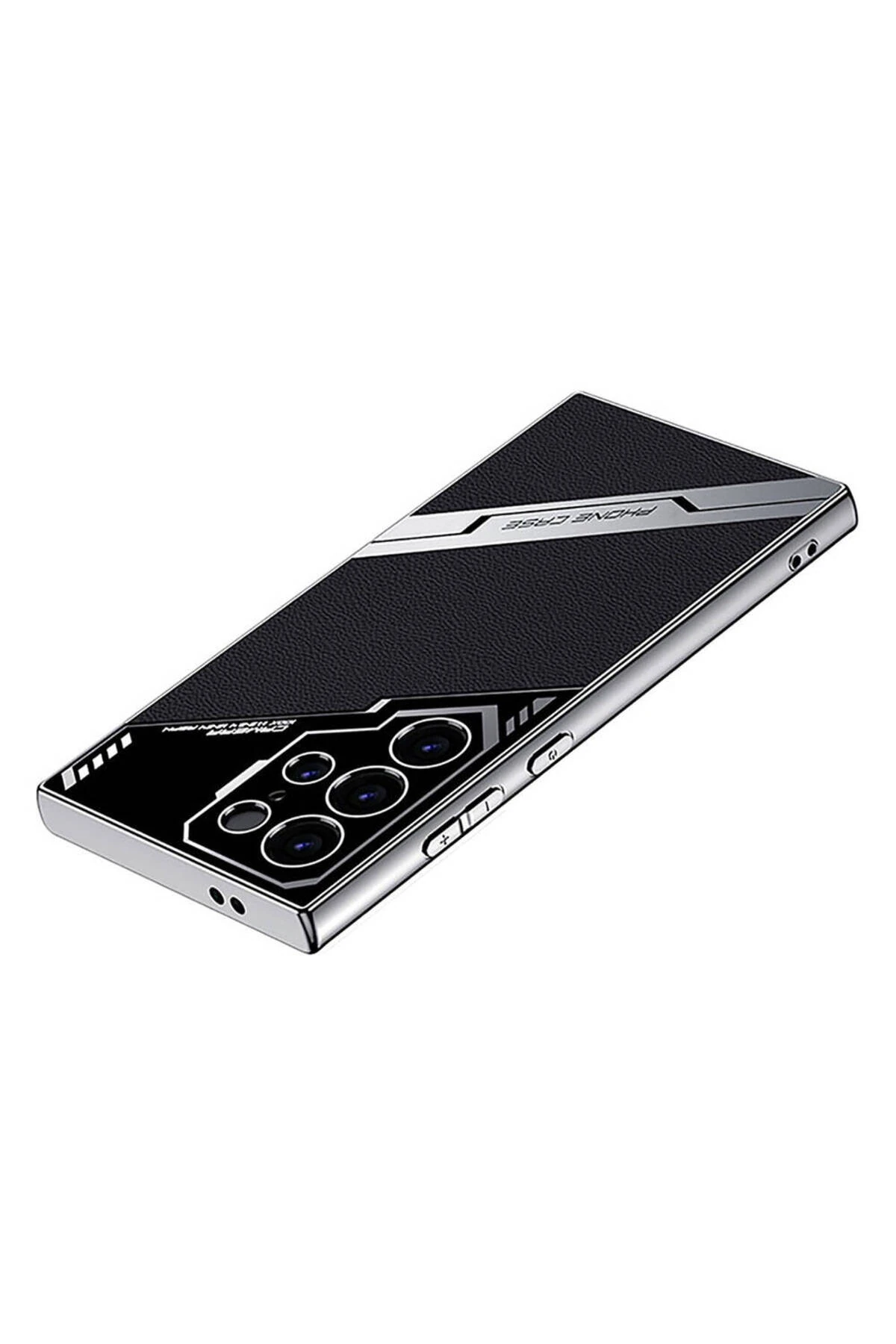 Galaxy S23 Ultra Kılıf Kamera Korumalı Suni Deri Tasarım MKST Yeni Seri Procase Kapak-Siyah