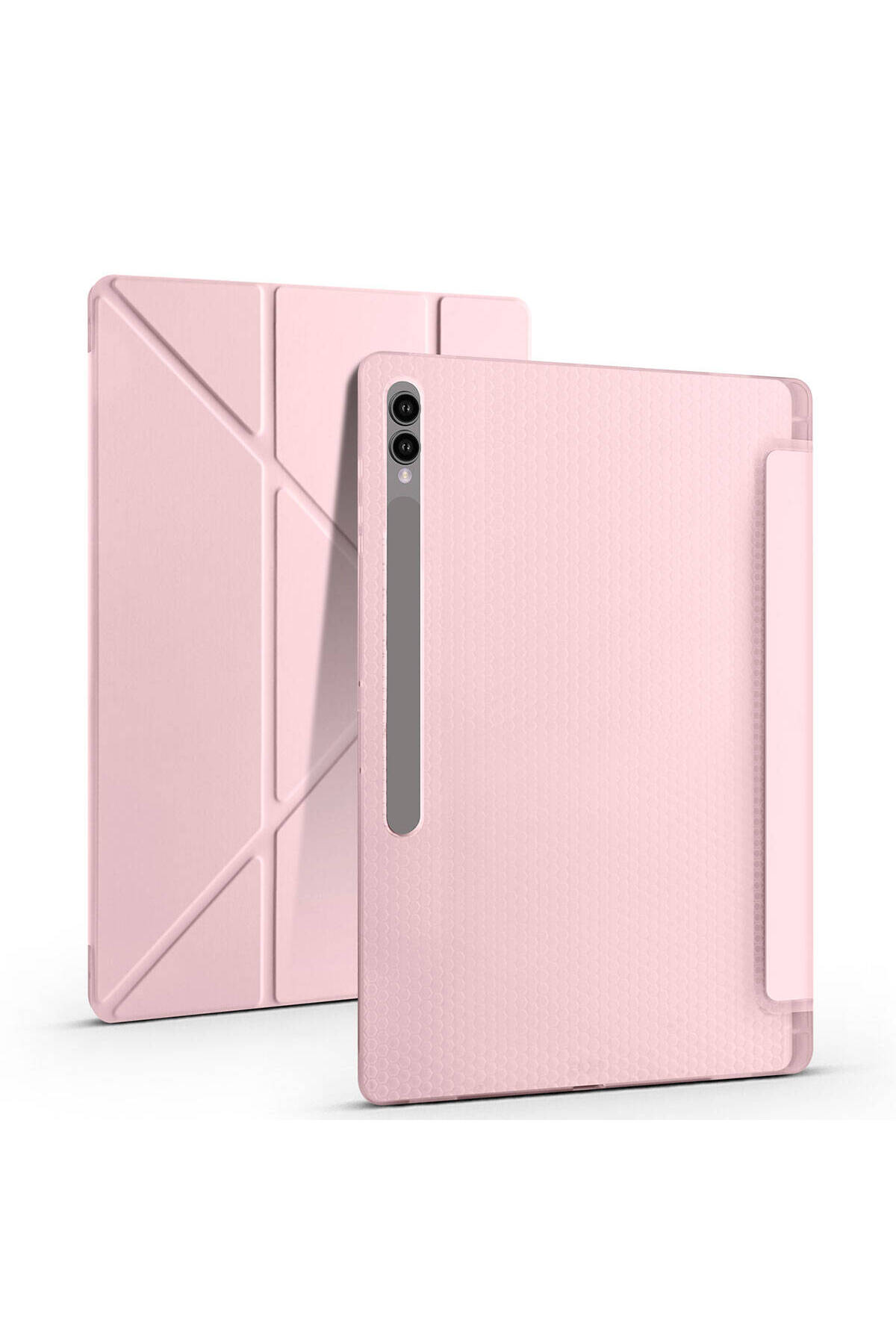 Galaxy Tab S10 Ultra Kılıf MXSP Tri Folding Kalem Bölmeli Standlı Kılıf - Kırmızı Uyumlu