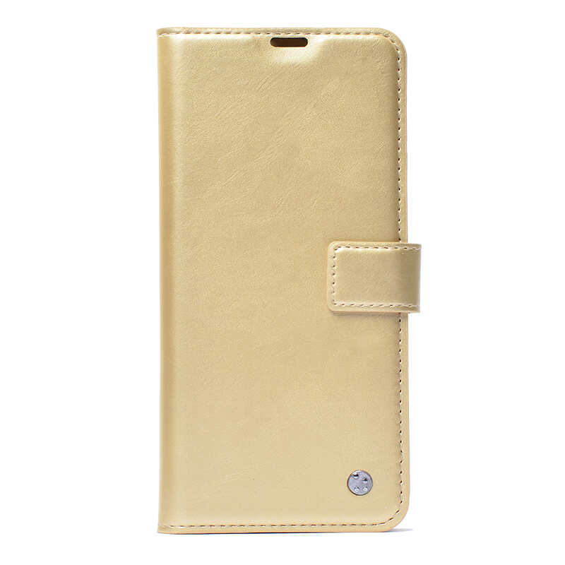 iPhone 15 Pro Uyumlu OMSY Kar Deluxe Kapaklı Kılıf-Gold