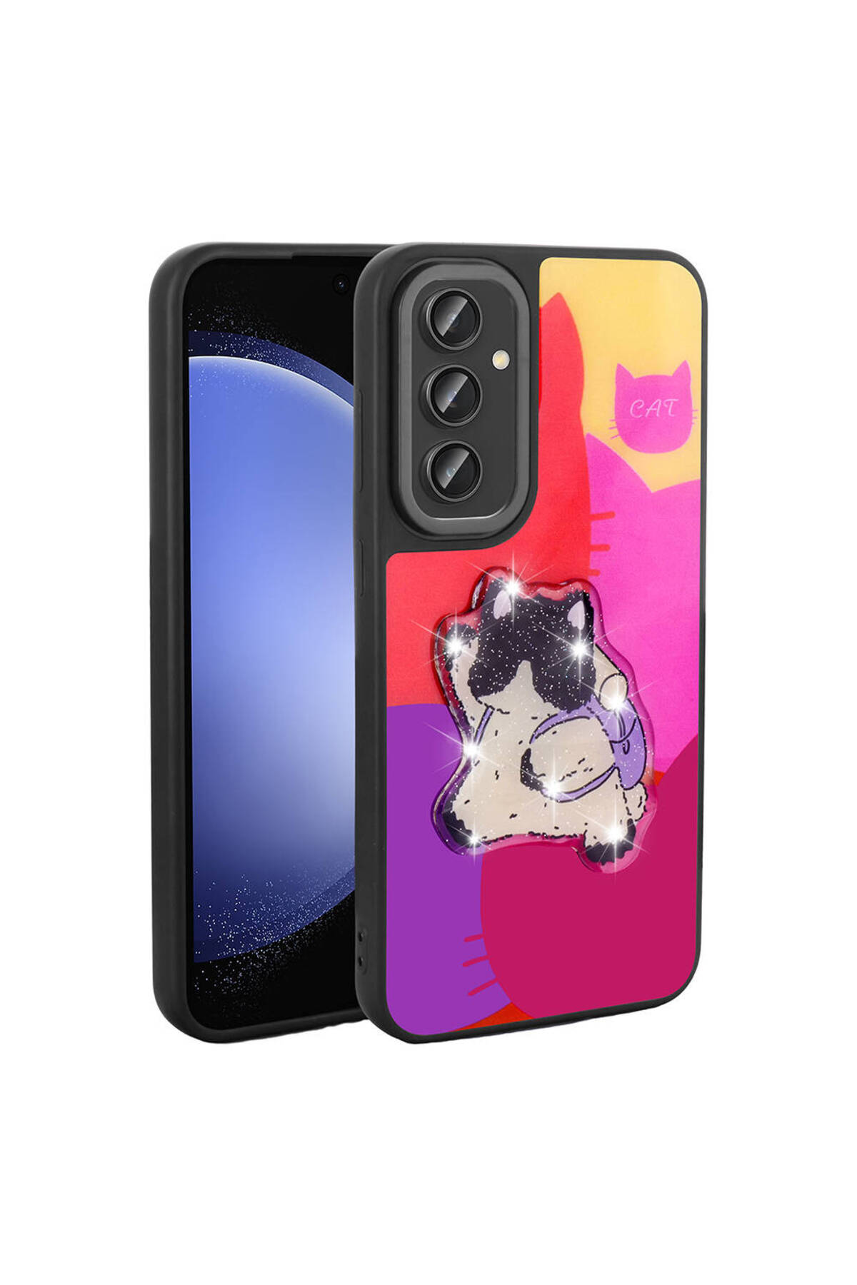 Galaxy A24 Kılıf Parlayan Kabartmalı İkonik Figürlü MXSP Amas Silikon Kapak - Siyah