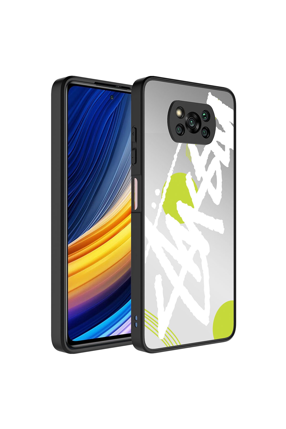 Poco X3 uyumlu  Kılıf Aynalı Desenli Kamera Korumalı Parlak SVL Mirror Kapak - Yazı