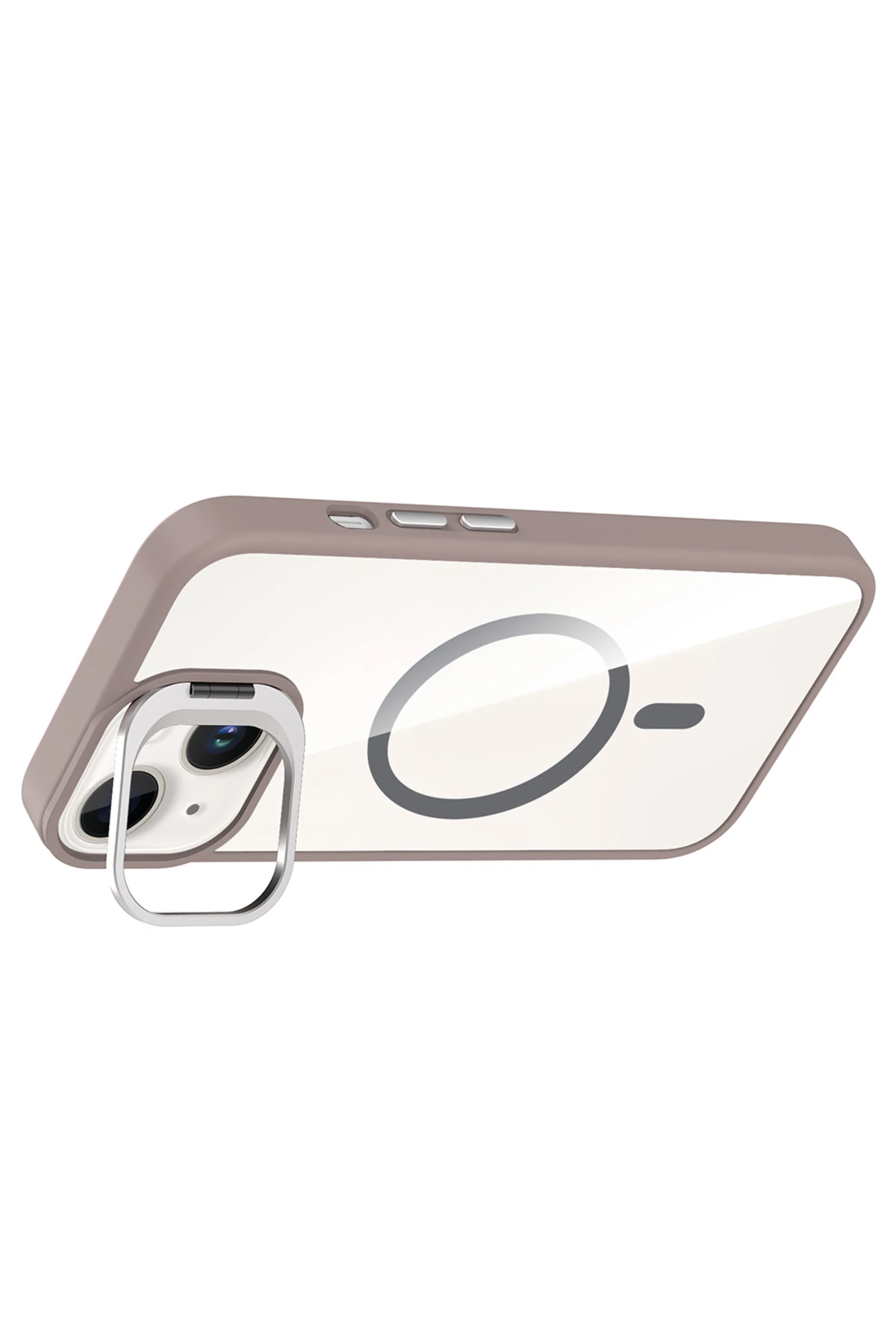 14  Uyumlu Kılıf Standlı ve Kamera Lens M-Safe Şarj Özellikli OMSY Etro Kapak - Lacivert