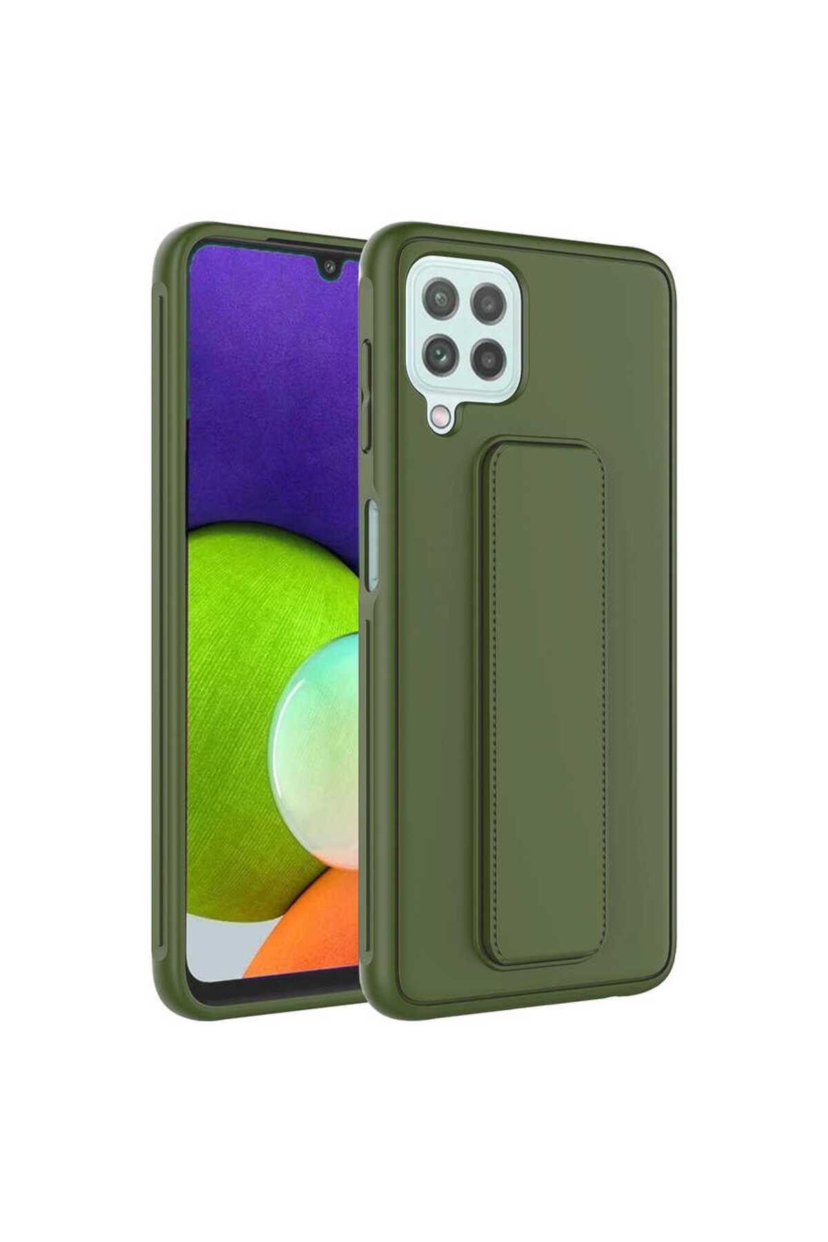 Galaxy M32 Kılıf MNC Qstand Kapak - Koyu Yeşil