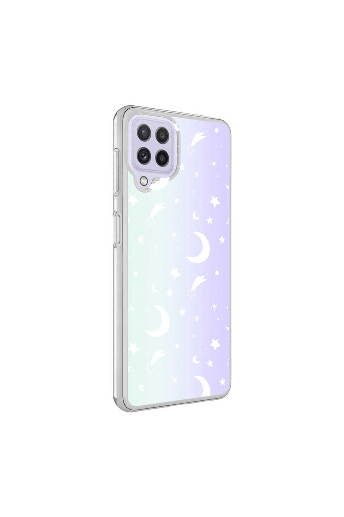 Galaxy M22 Kılıf WNX M-Blue Desenli Kapak - Moon No4