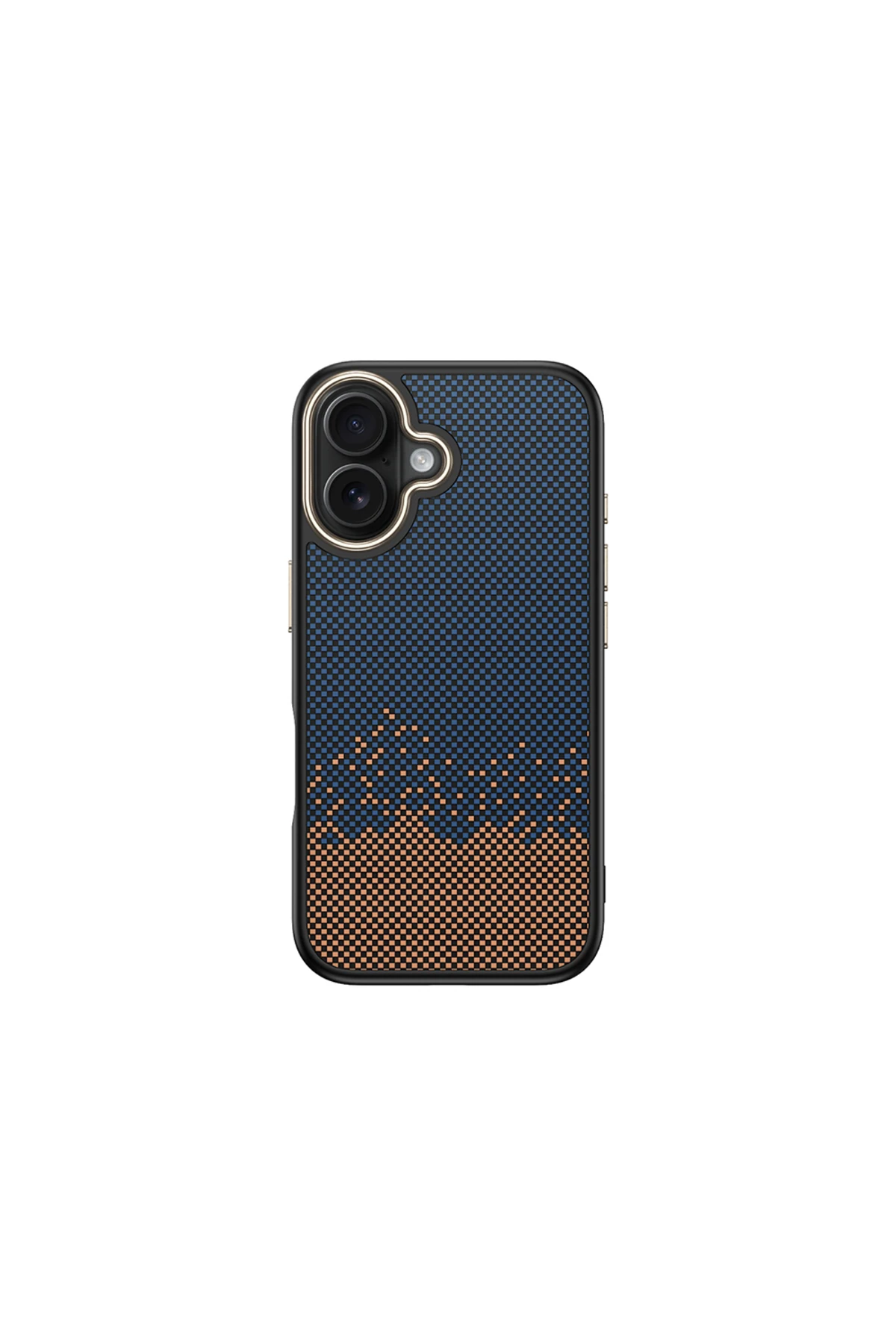 iPhone 16 Plus Kılıf M-safe Şarj Özellikli Karbon Fiber Görünümlü OMSY Antina Kapak - Mavi