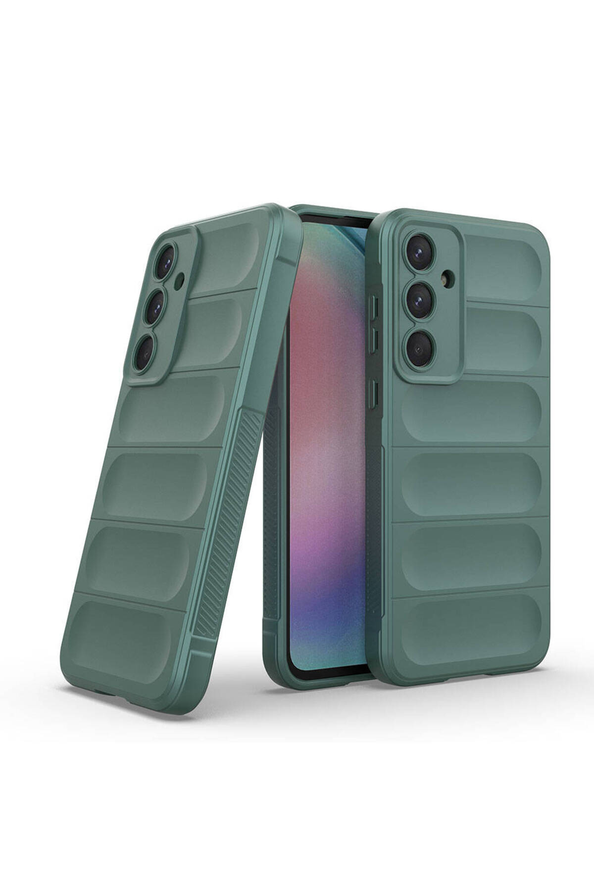 Galaxy A55 Kılıf Esnek TPU Oyuklu Arka Yüzey Tasarımlı MSCS Etnik Silikon Kapak - Lacivert