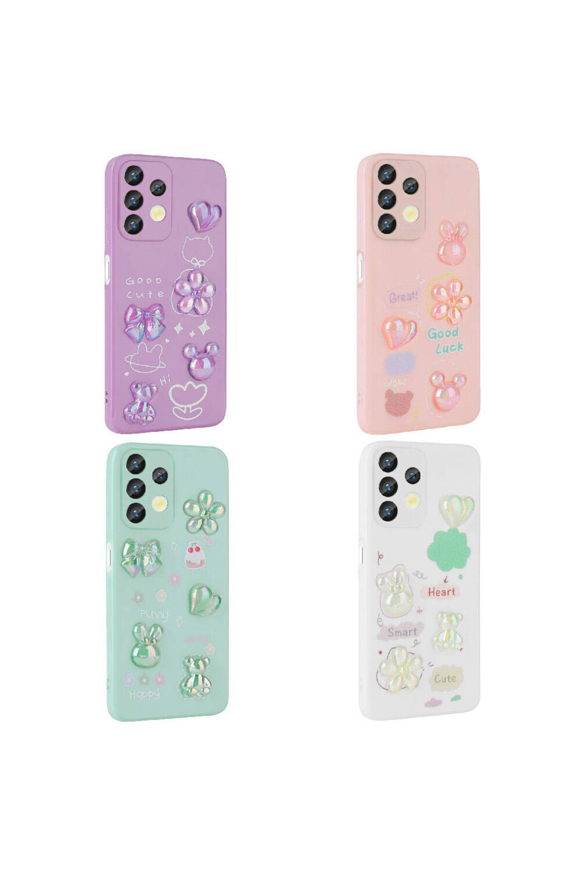 Galaxy A32 4G Kılıf Kabartma Figürlü Parlak F10T Toys Silikon Kapak - Beyaz