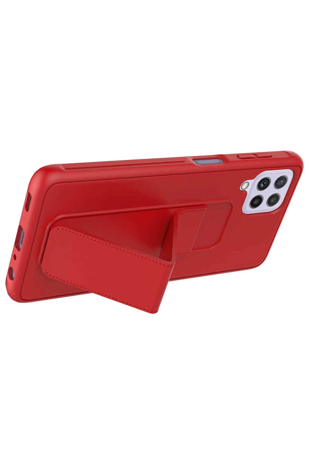 Galaxy A22 4G Kılıf TKNC Qstand Kapak - Mürdüm